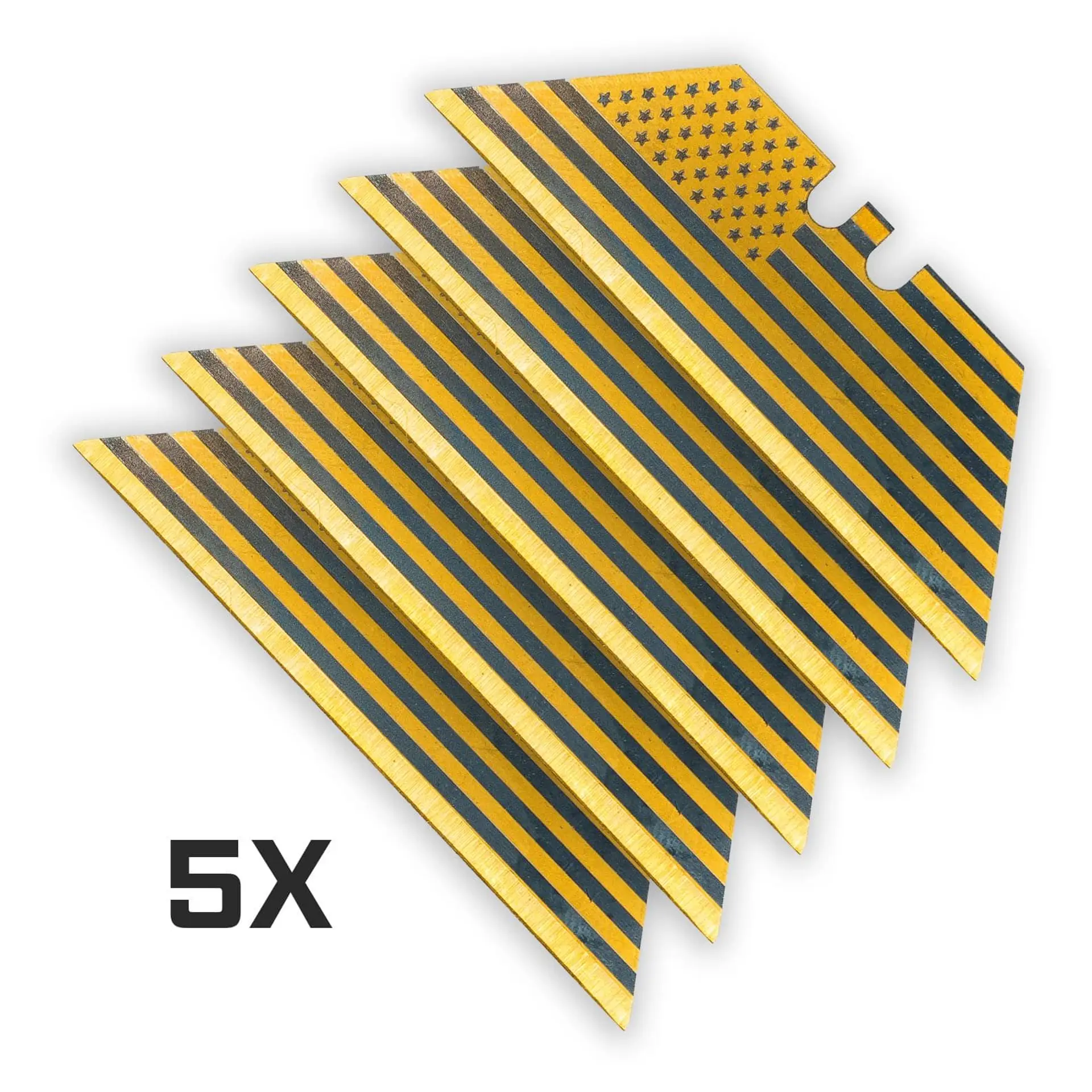 USA Flag GOLD SERIES Razor Blades (Premium TITANIUM Coated SK5 Utility Knife Blades) 5-Pack or 10-Pack
