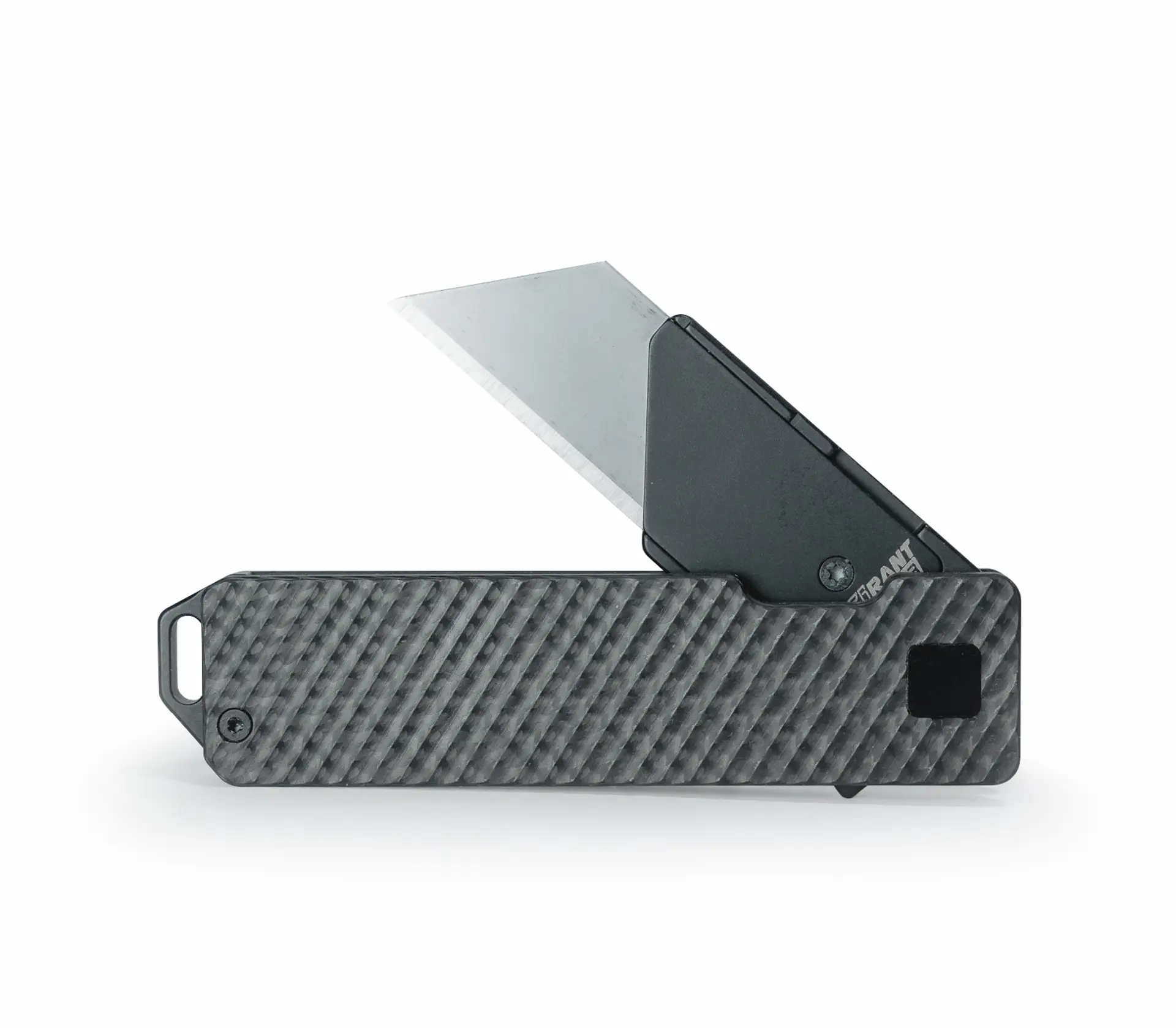 TiRant® RAZOR V3 Utility Knife (50/50 Jet-Black + Carbon Fiber SLASH Edition)
