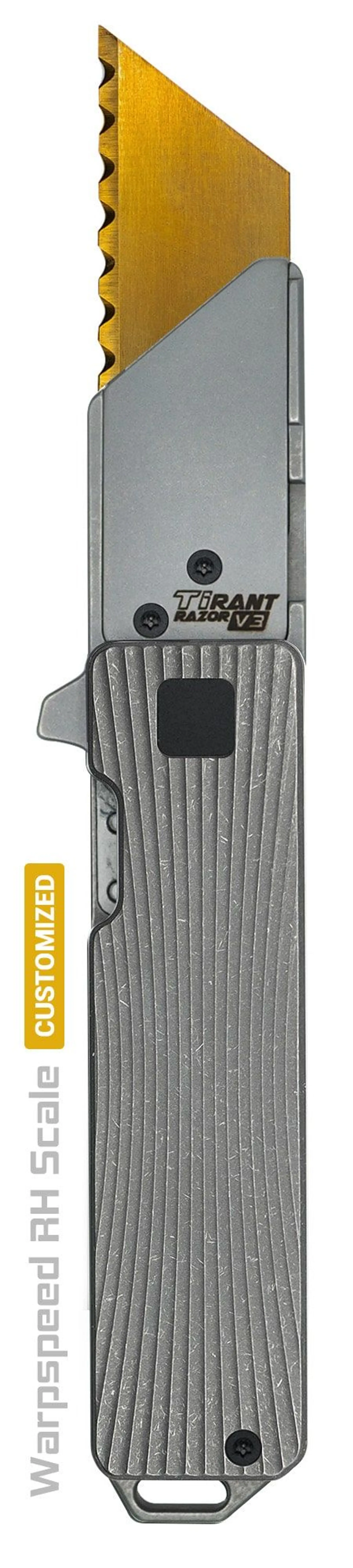 Warpspeed-milled-pattern-utility-knife-black-screws-gold-blade-min