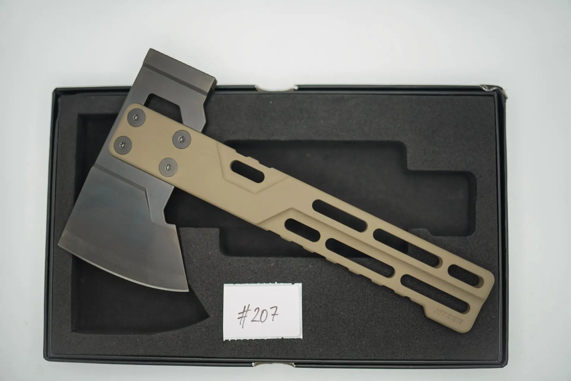 BUILD #207 — Condition 10/10 — HYZER Titanium Hatchet (MINI SIZE) – RARE FDE Tan Cerakote Titanium W/Lightweight DLC Head (Sheath Purchased Separately)