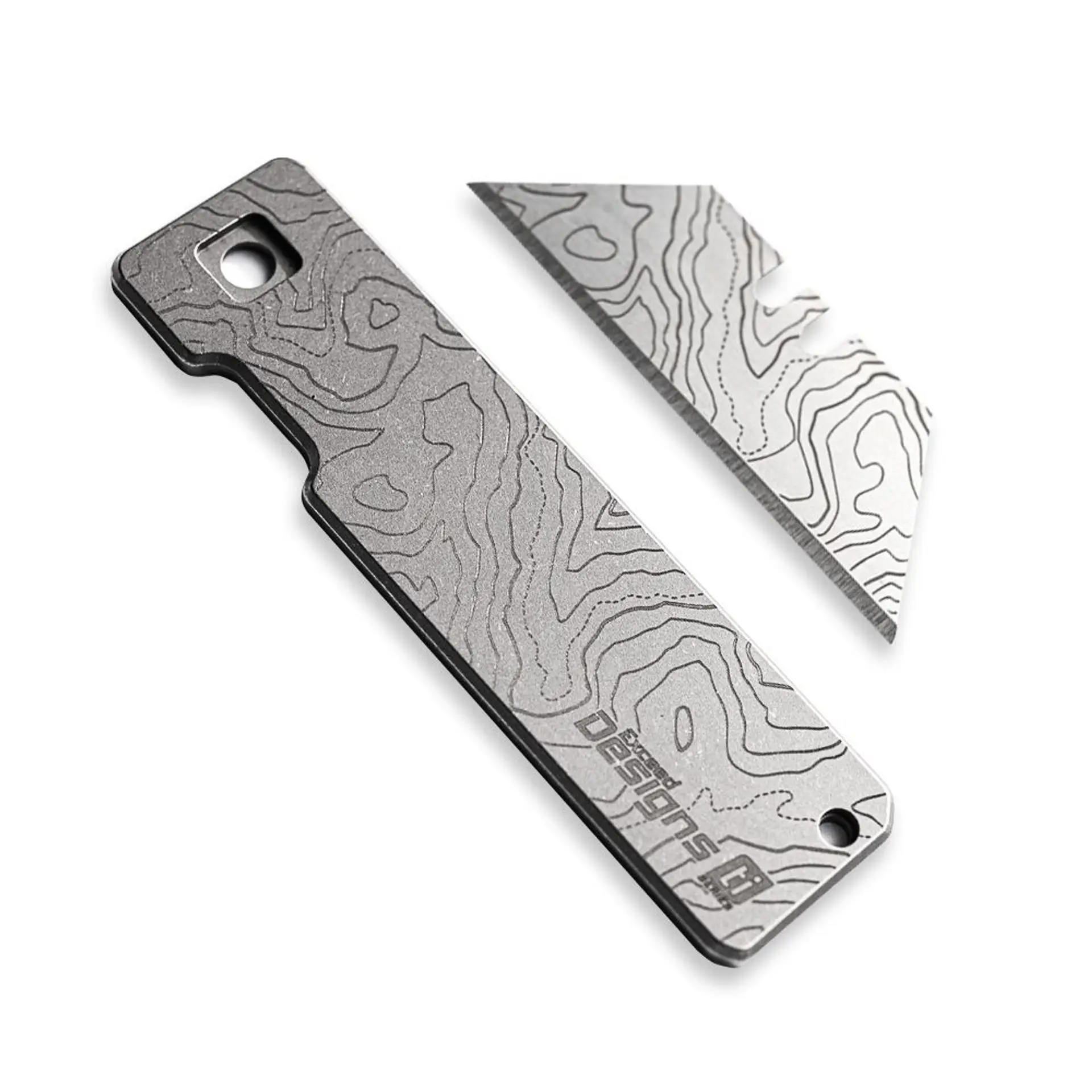 Stonewashed 6AL-4V Titanium CASCADIA EDITION TOPO RH Handle With 1X Matching Blade (TiRant® RAZOR V3) Custom Laser In USA