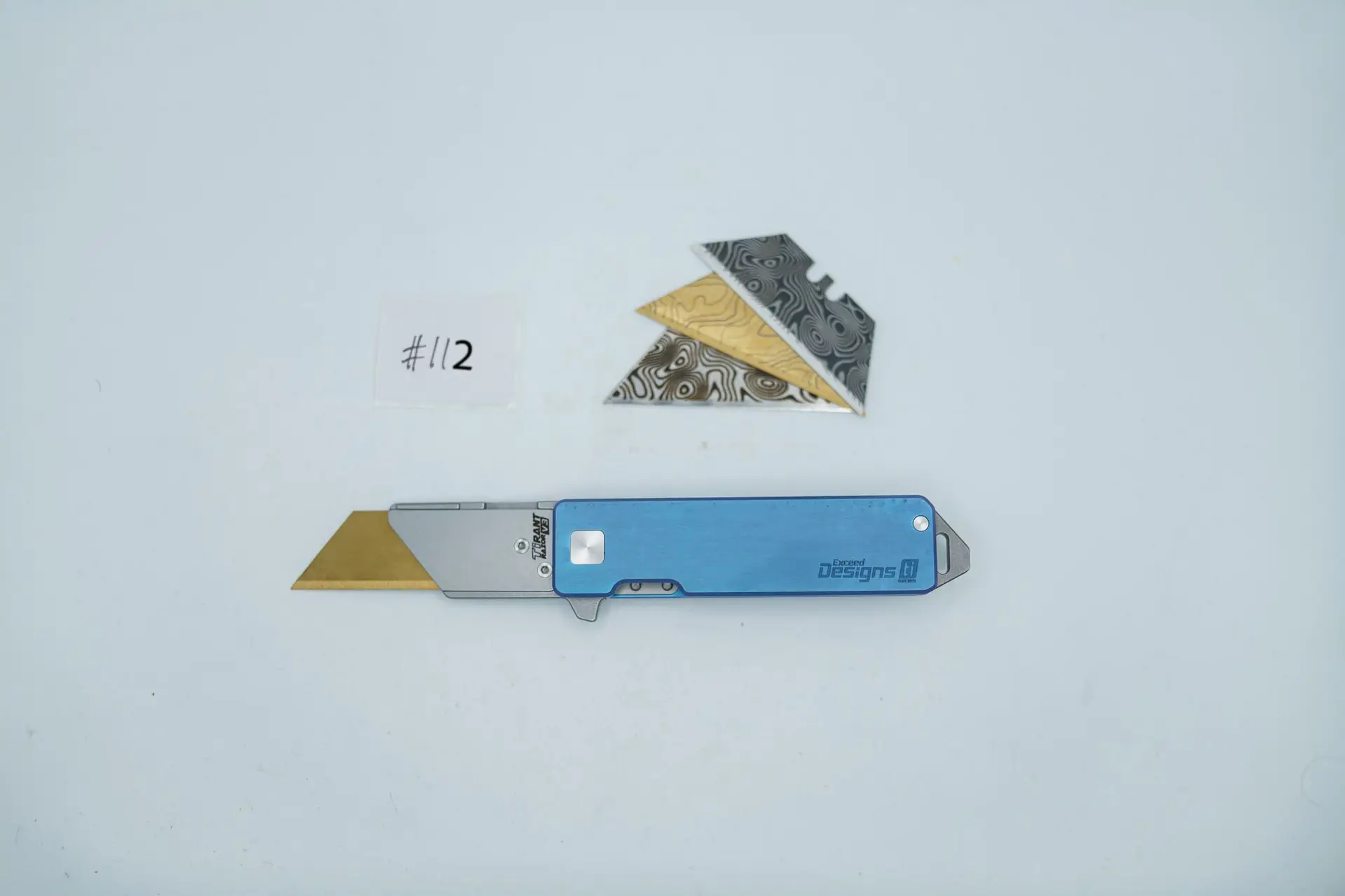 BUILD #112 — Condition 8/10 — TiRant RAZOR V3 + Custom Hand-Applied Aqua-Blue ANO + 3 Custom Laser Engraved Razor Blades From The ToolRoom