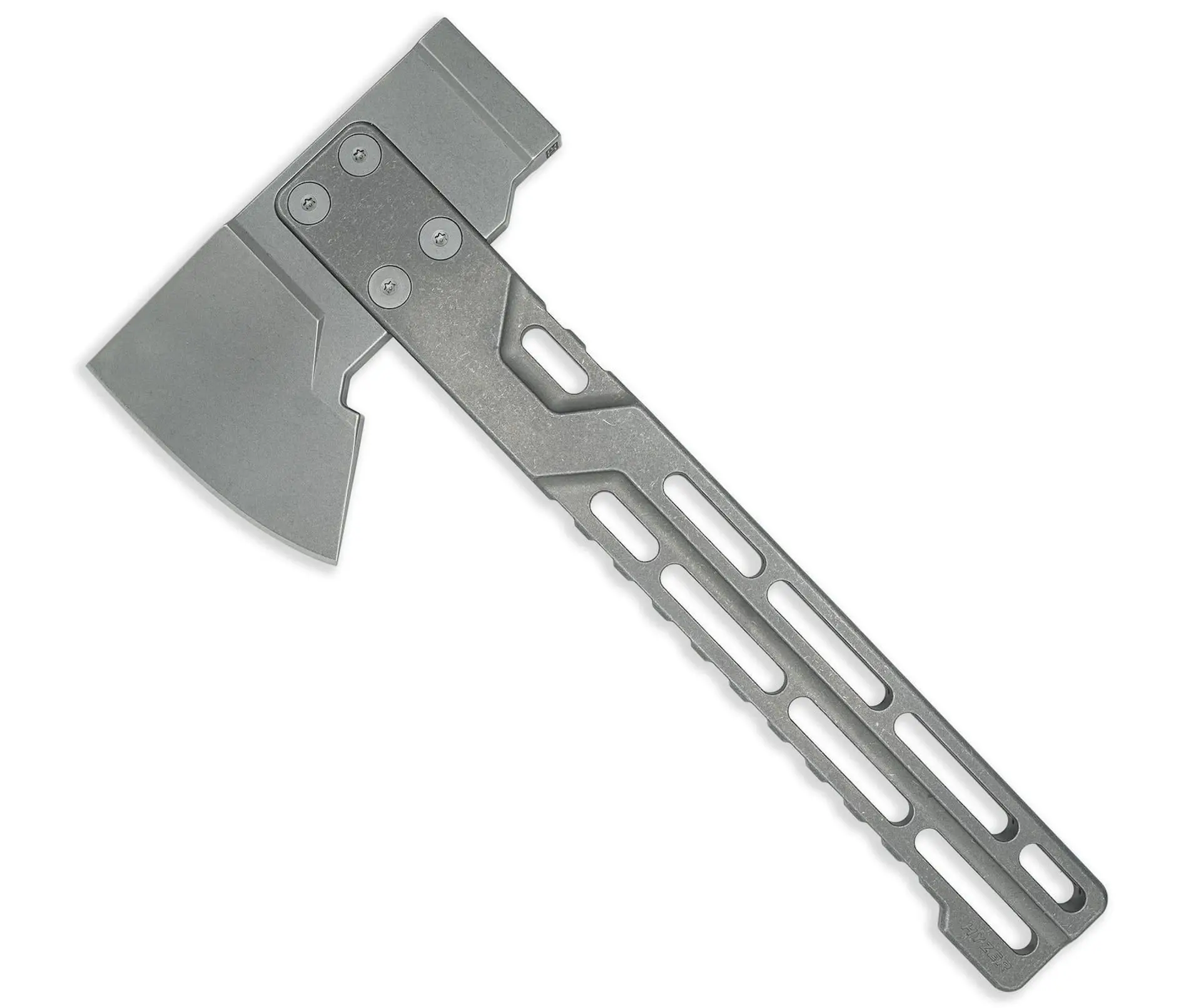 HYZER Titanium Hatchet W/Medium D2 Axe Head (Stonewashed 6AL-4V Titanium) FULL Length Handle