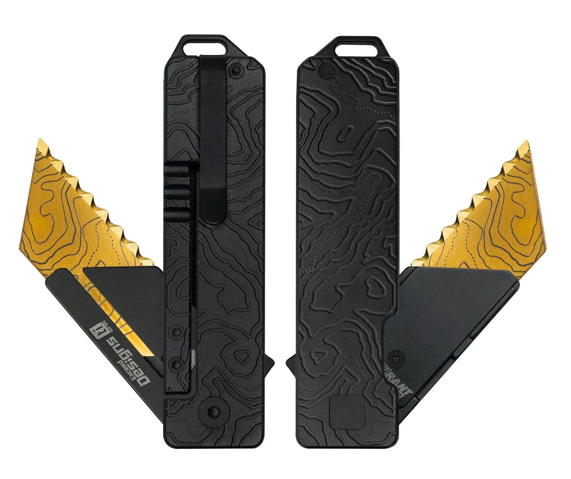 TiRant® RAZOR V3 Utility Knife (Jet-Black 6AL-4V Titanium) Dual-Side Milled CASCADIA TOPO Edition