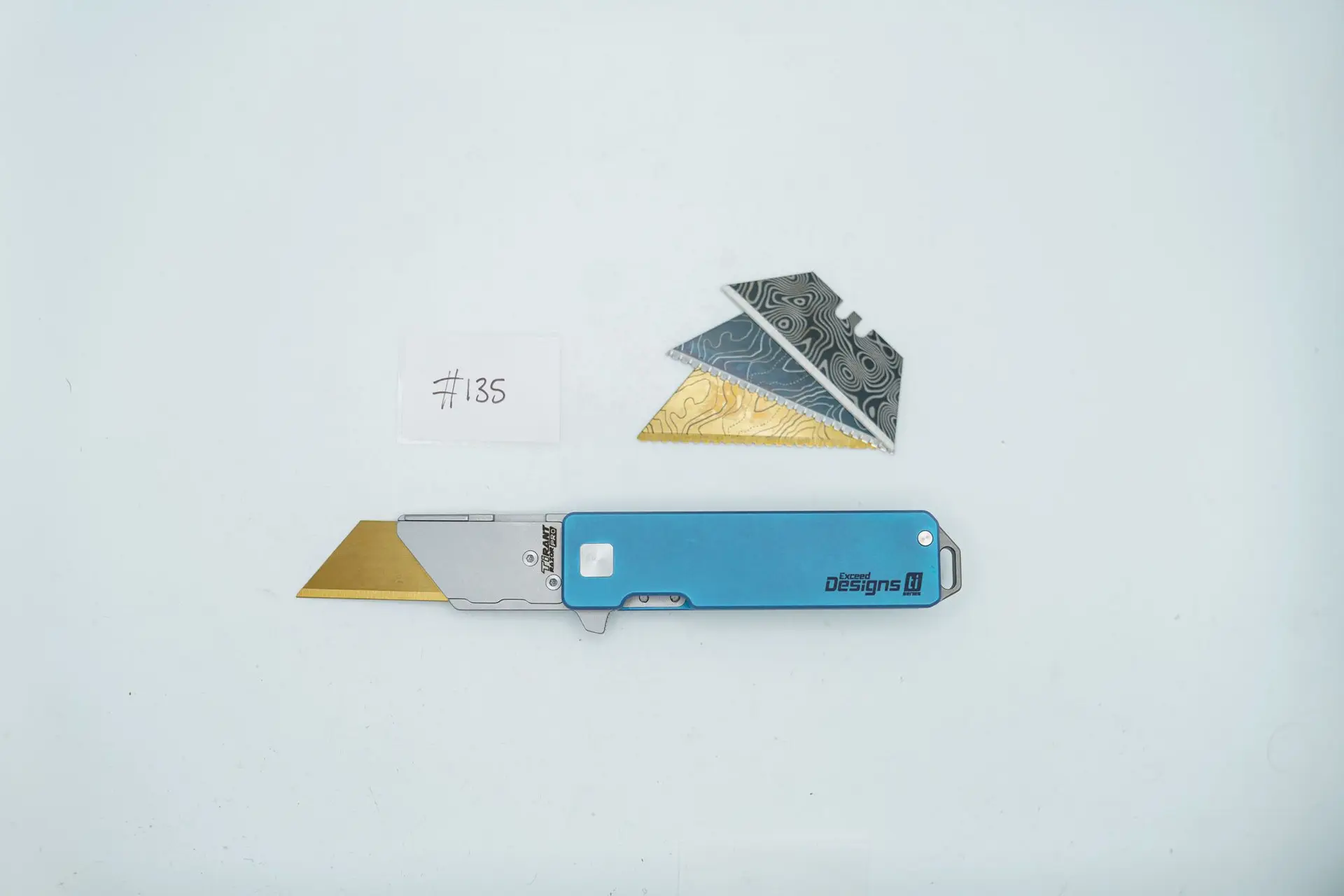 BUILD #135 — Condition 9/10 — TiRant RAZOR V3 + Custom Hand-Applied Aqua-Blue ANO + 3X Custom Laser Engraved Razor Blades From The ToolRoom