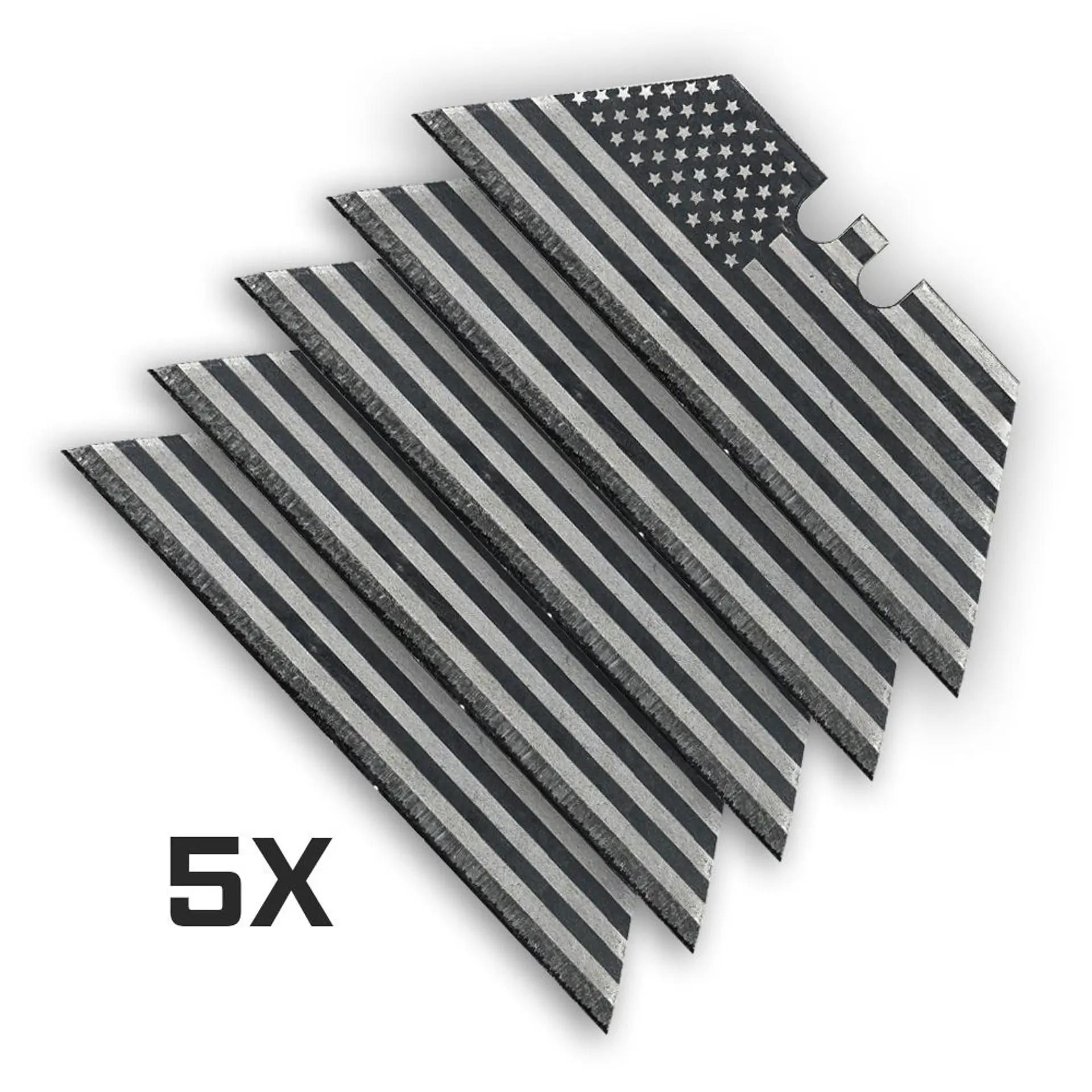 Black USA FLAG Razor Blades Tajima V-REX II Premium Tempered Utility Knife Blades (5-Pack or 10-Pack)