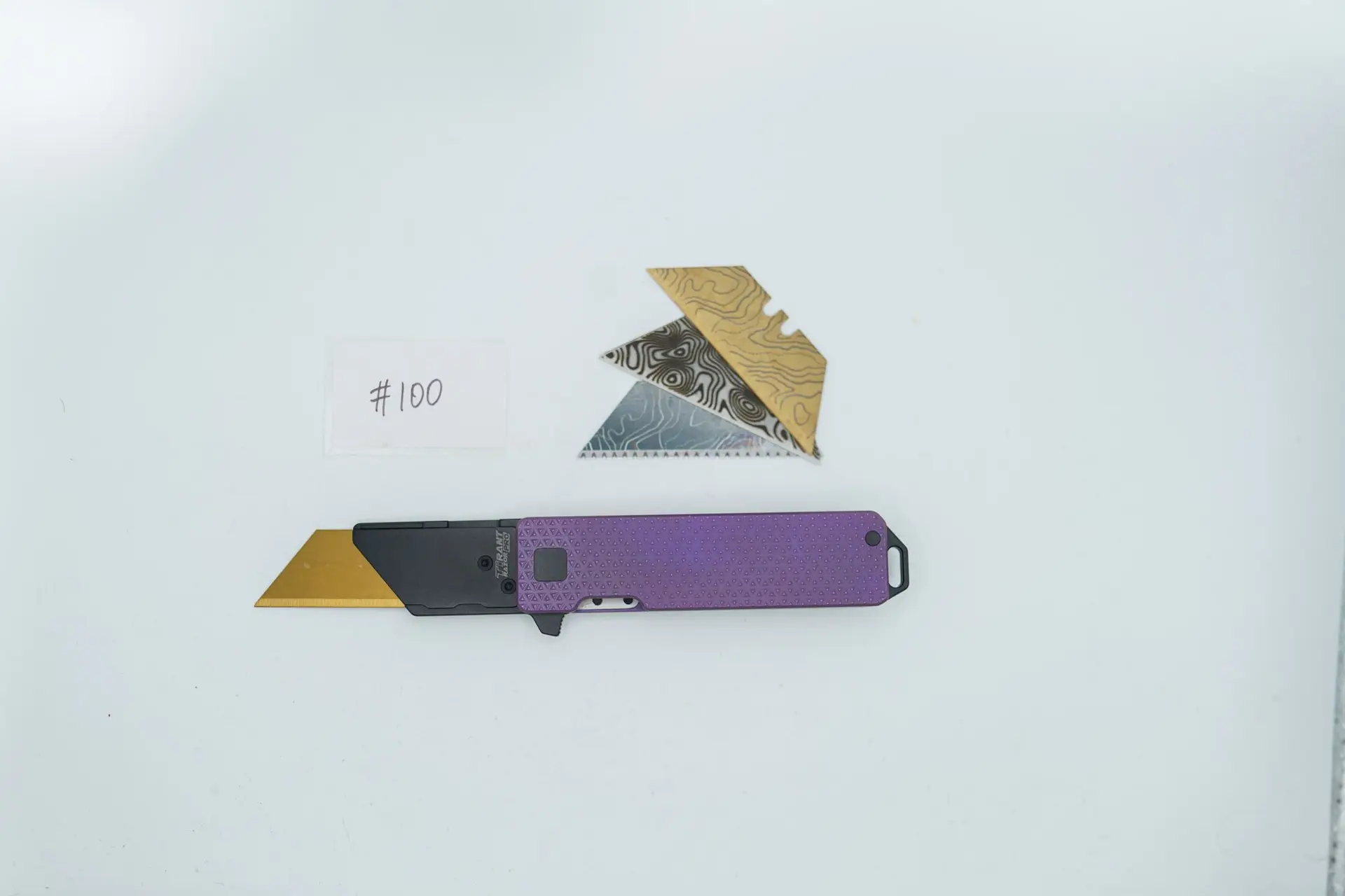 BUILD #100 — Condition 9/10 — TiRant RAZOR V3 – Dual-Milled APEX Edition + RARE Hand-Applied Custom Purple Anodization + 3 Custom Laser Engraved Razor Blades From The ToolRoom