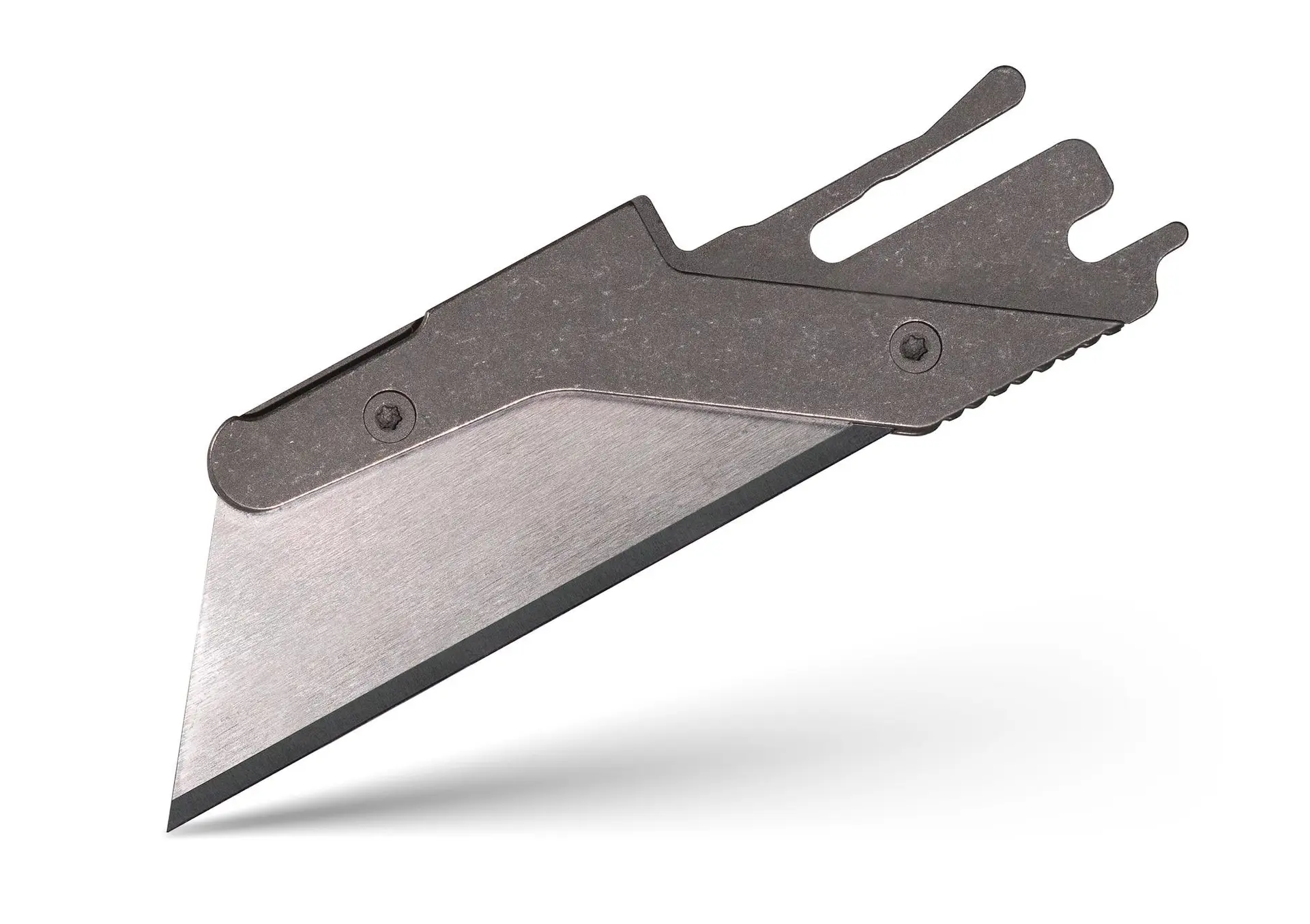 TiRant ULTRA HotSwap™ RAZOR Blade Holder W/Full-Edge Usability (Stonewashed 6AL-4V Titanium) W/Milled Flat Choil Jimping