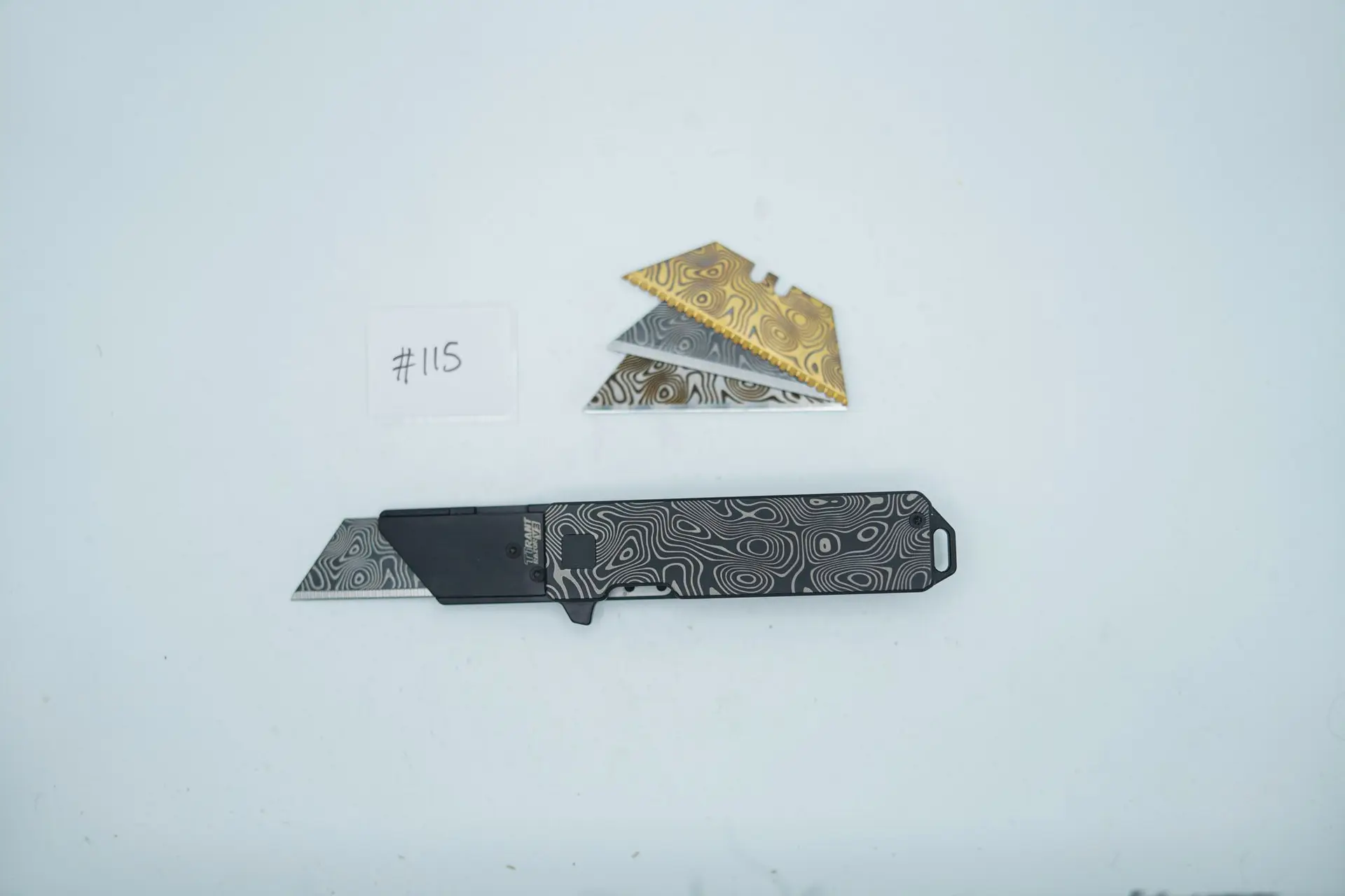 BUILD #115 — Condition 10/10 — TiRant RAZOR V3 Jet-Black PVD + RARE Legacy Dual-Sided 1ST Damascus Edition Prototype Laser-Etched + 3 Custom Laser Engraved Razor Blades From The ToolRoom