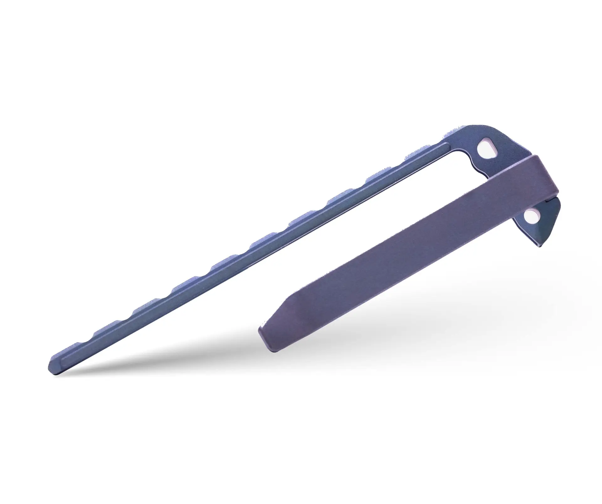 TiRant ULTRA Full-Length FRAG MILLED ‘Integral-Like’ Back Spacer + Clip (6AL-4V Titanium) Cobalt Blue ANO