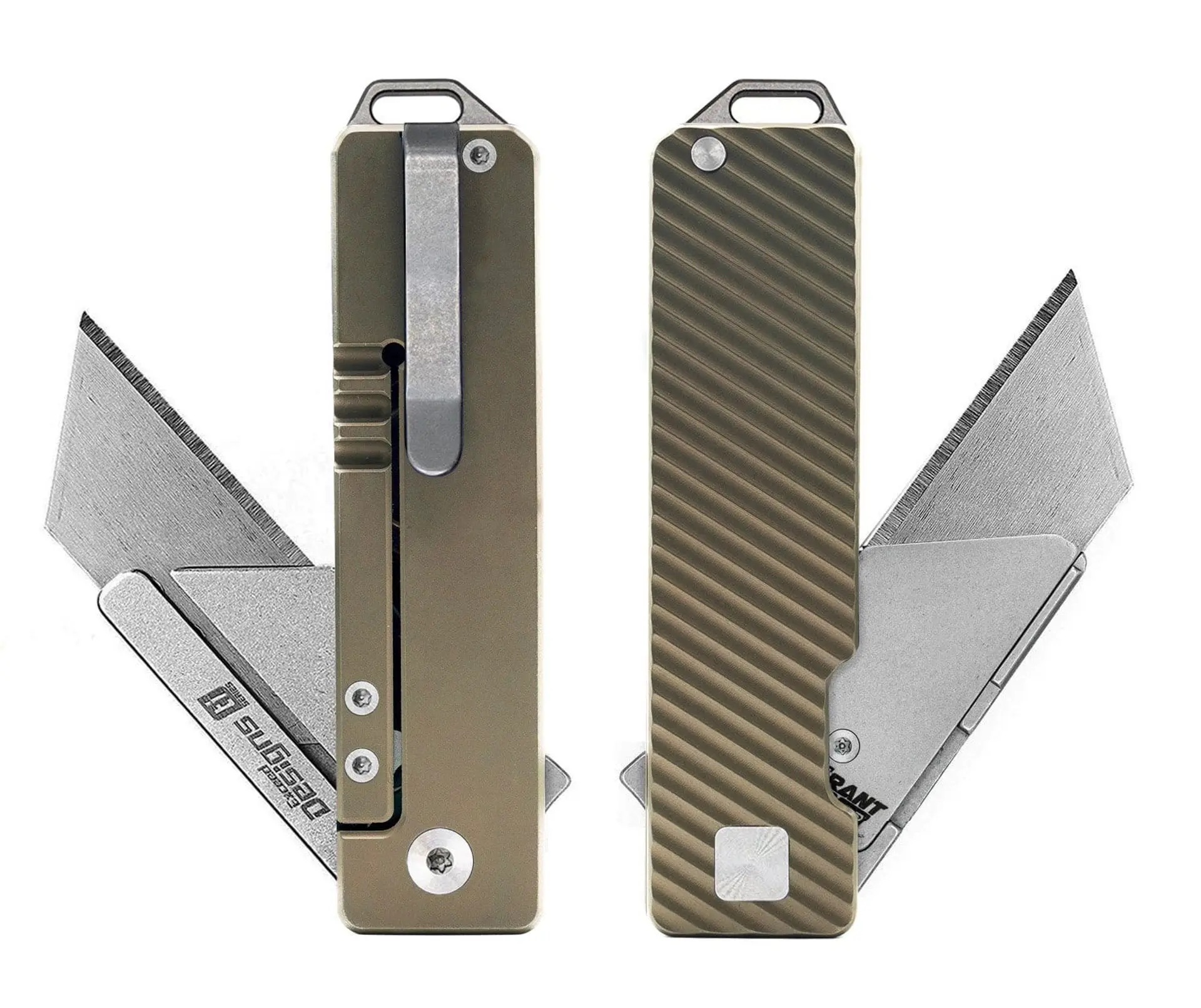 TiRant® RAZOR V3 Utility Knife (Centurion Bronze ANO Ti WORKS + SLASH Edition + Stonewashed Blade Holder)
