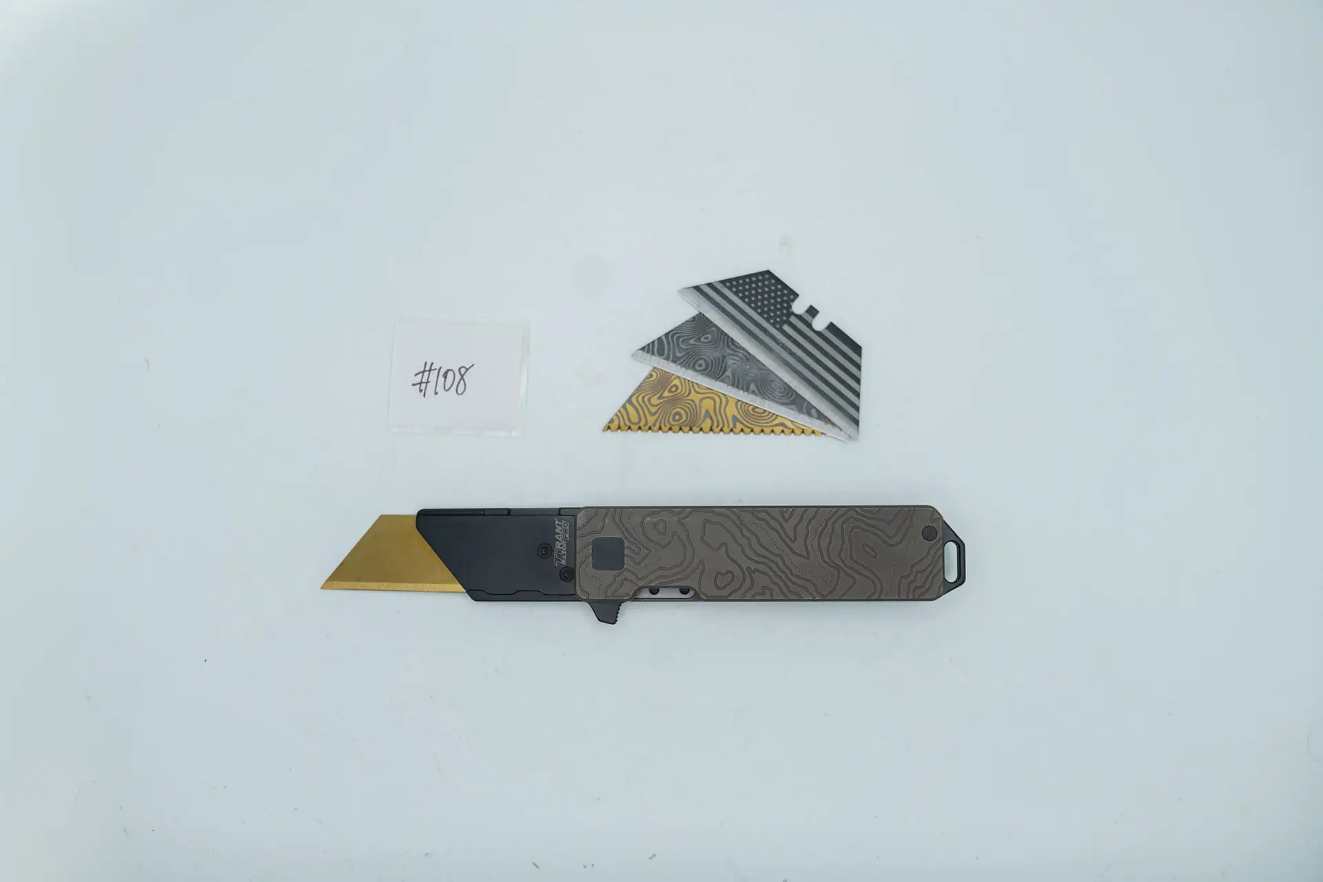 BUILD #108 — Condition 9/10 — TiRant RAZOR V3 Cascadia 3D-Milled Both Sides + Custom Centurion Bronze ANO + 3 Random Pattern Custom Laser Engraved Razor Blades From The ToolRoom