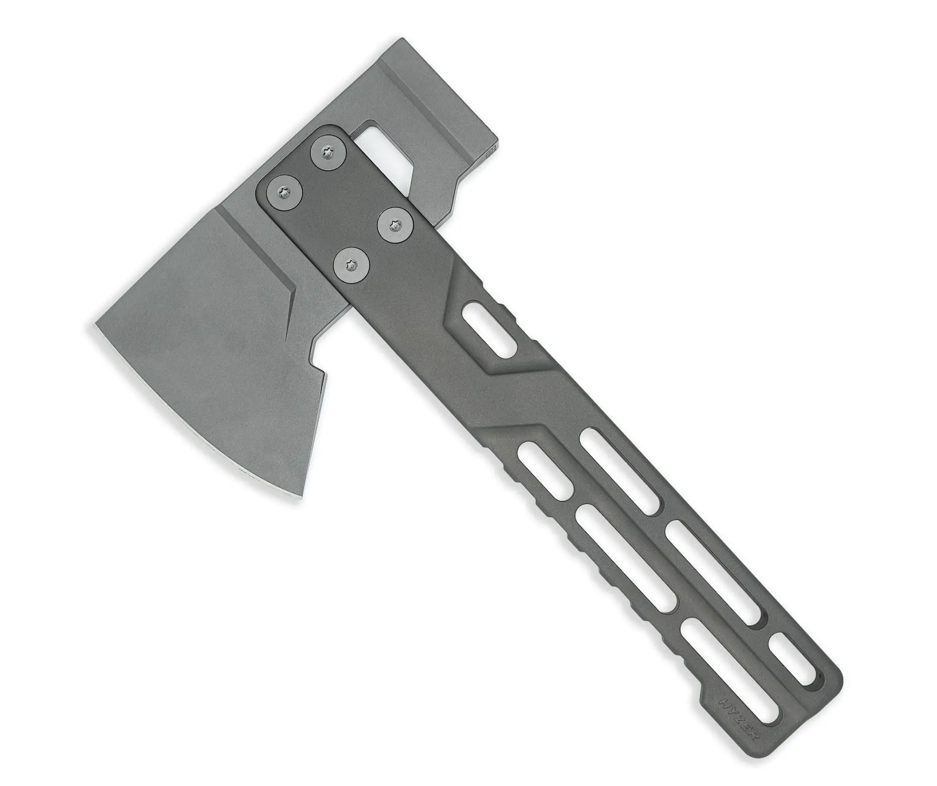HYZER Titanium Hatchet W/Light D2 Axe Head (Dark Gray Blasted 6AL-4V Titanium) MINI Length Handle