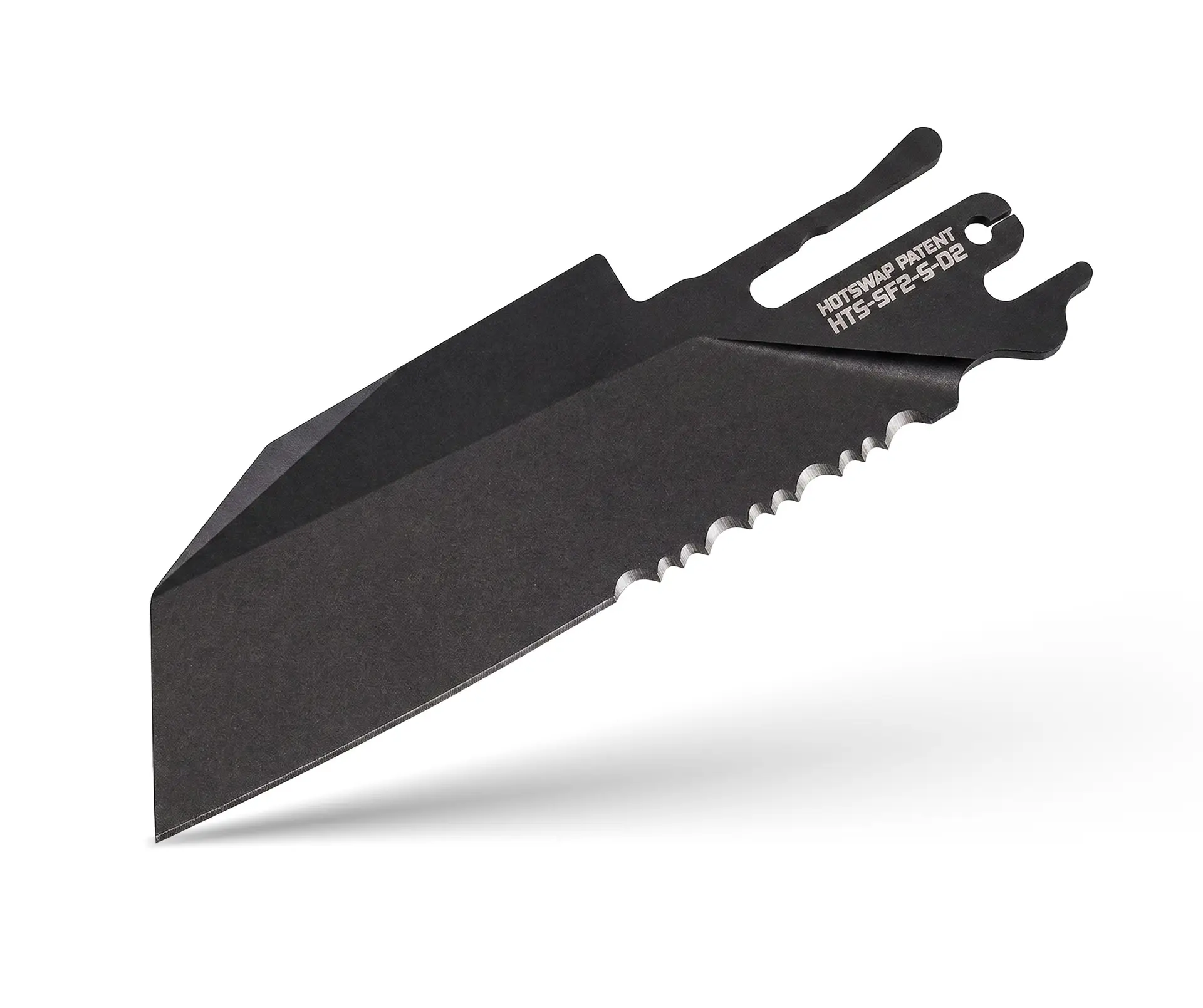 TiRant ULTRA HotSwap™ Serrated ‘Wharnie’ Wharncliffe Blade Replacement (Jet-Black PVD D2 Tempered HRC 61+)