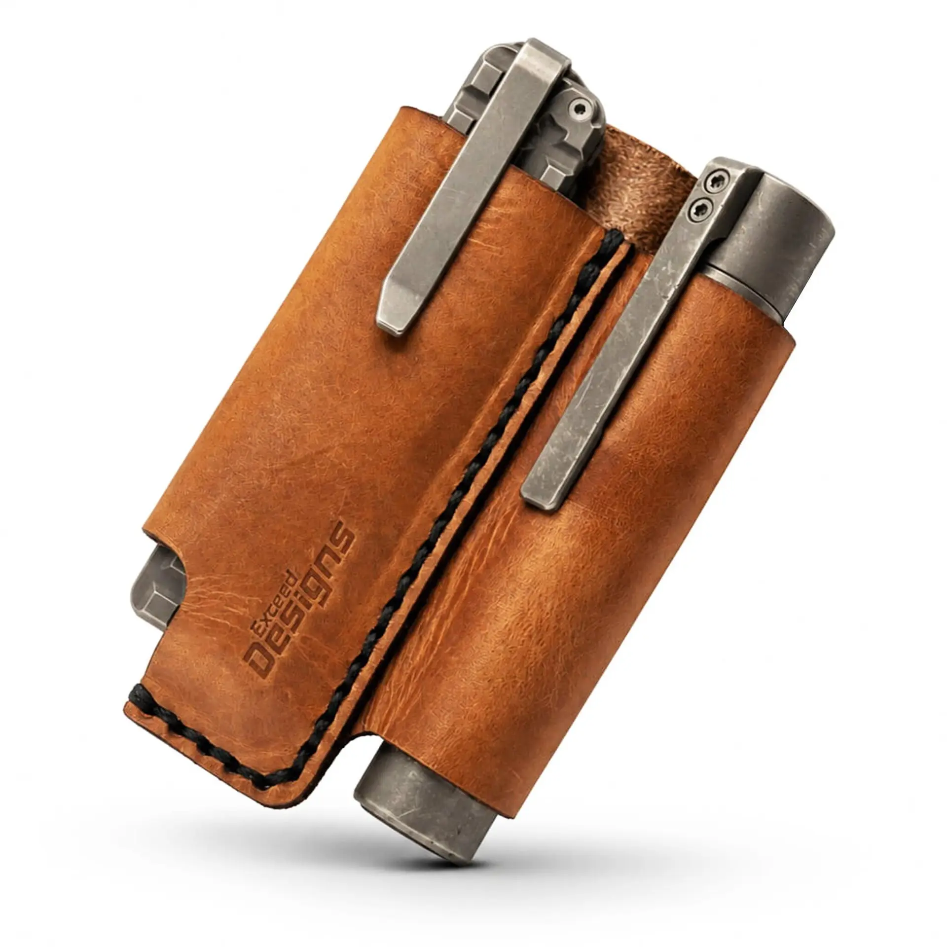 Exceed Designs FieldPro EDC Pocket Organizer (Tan/Brown – 100% USA MADE Genuine Horween Dublin Leather)