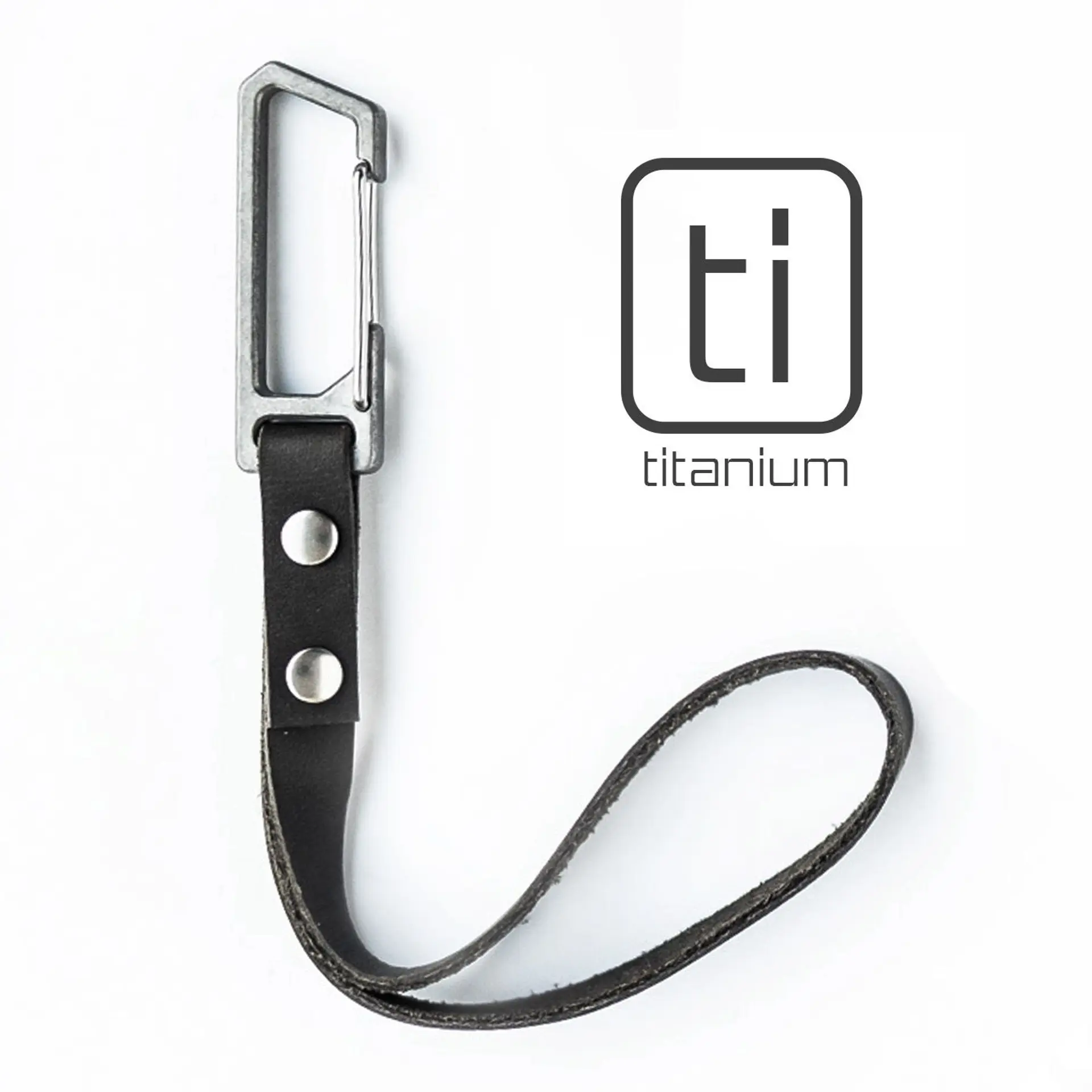 Ash-Black TiRant® LATCH 6″ Mini Leather Wrist Lanyard W/Titanium Carabiner For Keys & Accessories (Made In USA)