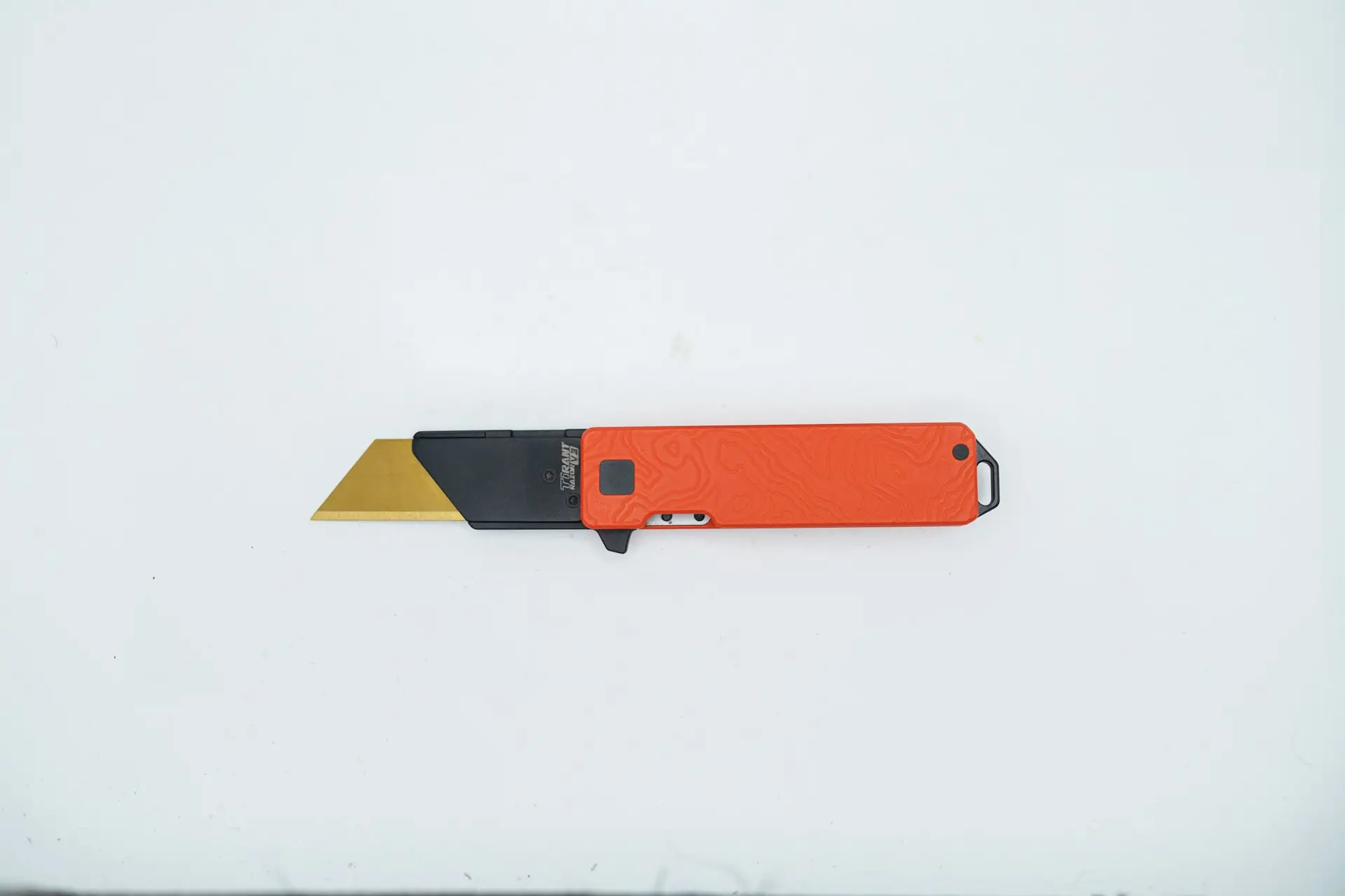 BUILD #218 (Only 10 Available) — Condition 10/10 — TiRant RAZOR V3 Cascadia 3D-Milled Both Sides + Custom Hunter Orange Cerakote + Mini Clip 38mm Installed – Knife Only W/1X Tajima VREX-II Razor Blade
