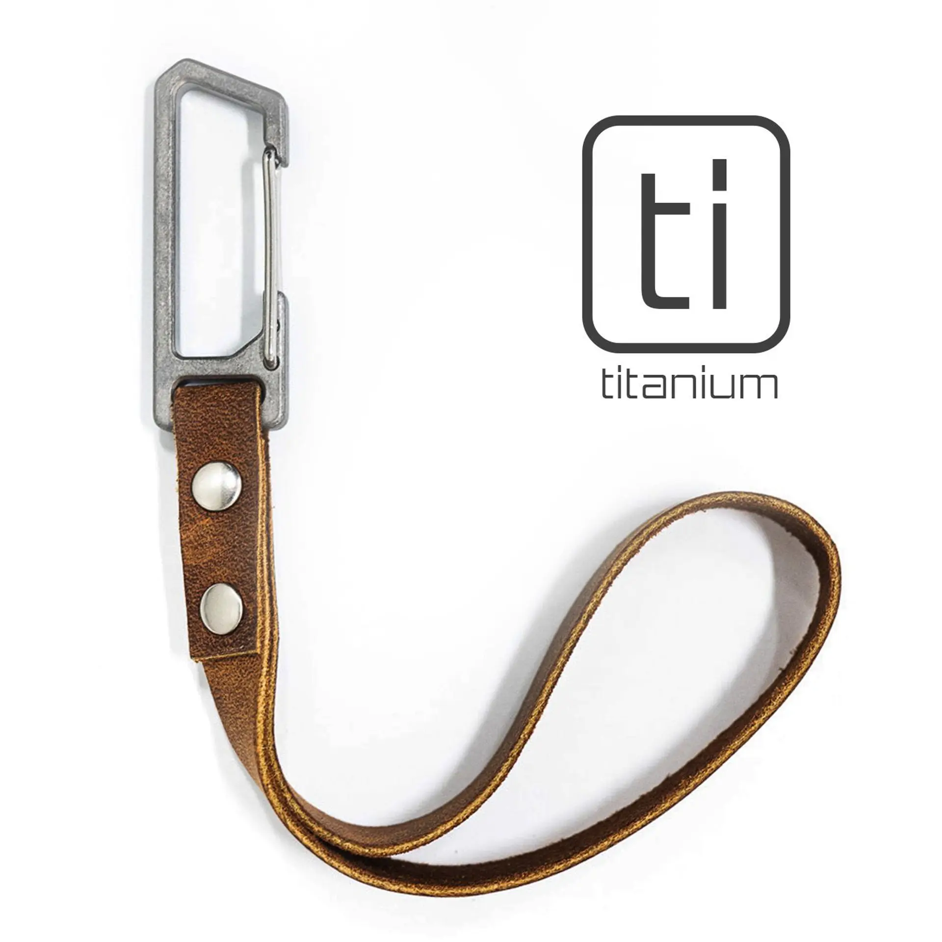 Russet-Brown TiRant® LATCH 6″ Mini Leather Wrist Lanyard W/Titanium Carabiner For Keys & Accessories (Made In USA)