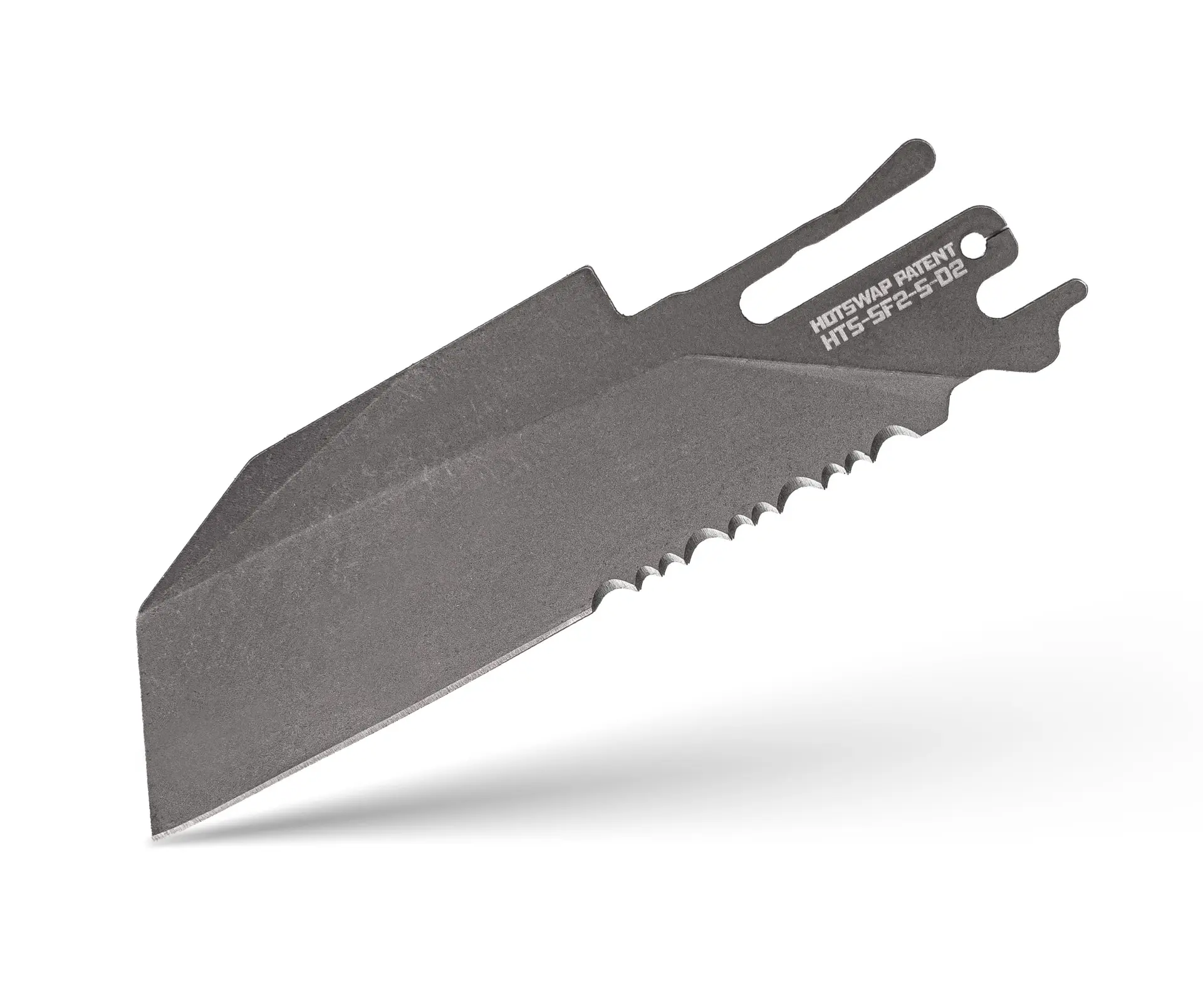TiRant ULTRA HotSwap™ Serrated ‘Wharnie’ Wharncliffe Blade Replacement (Stonewashed D2 Tempered HRC 61+)