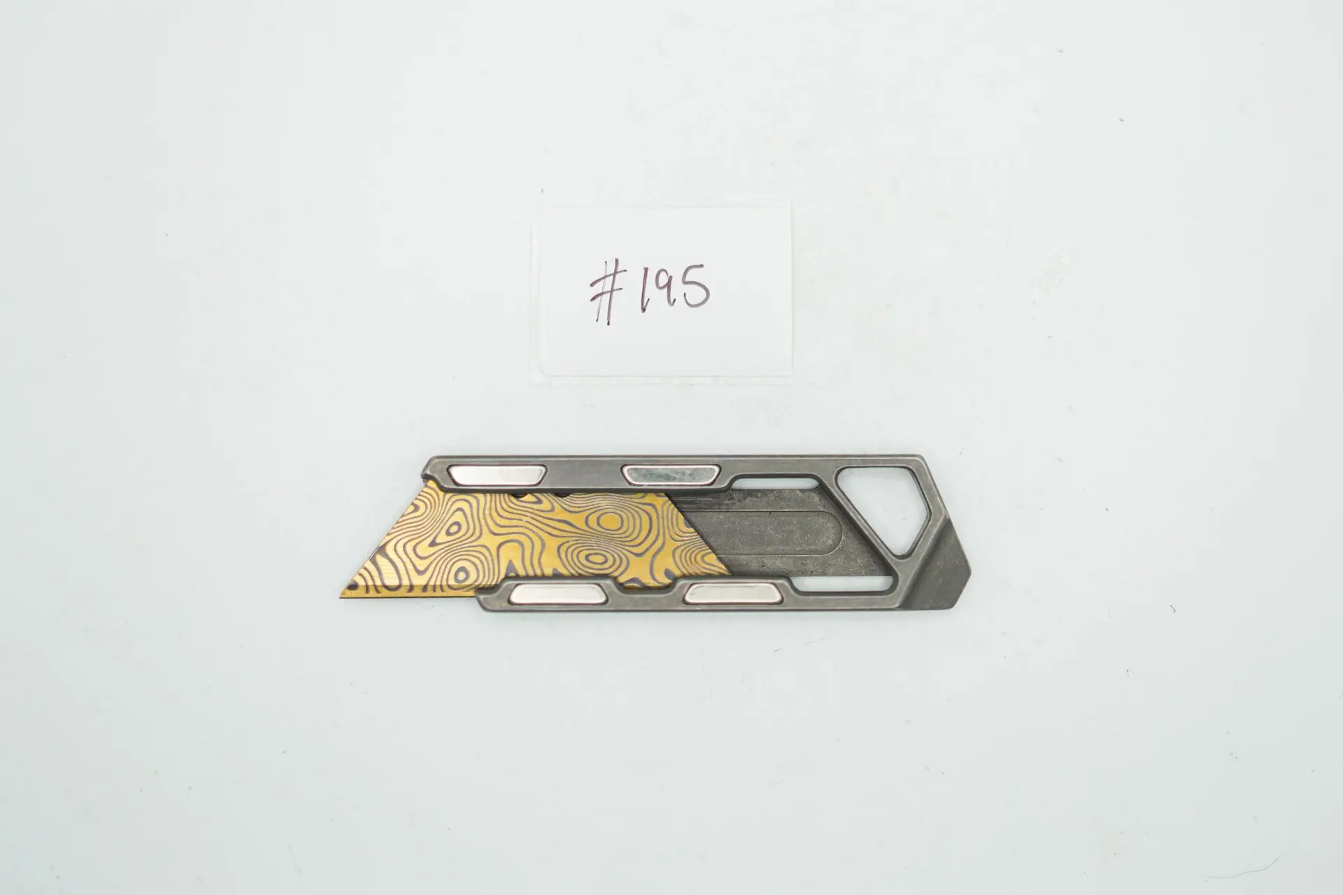 BUILD #195 Condition 9/10 — TiRant RAZOR-M MacLock Edition 2.0 (Silver Magnets With NO Clip) + Stonewashed Ti (See Photo For Exact Knife) Rare Minimal No Logo Version W/Custom Laser Engraved Razor Blade