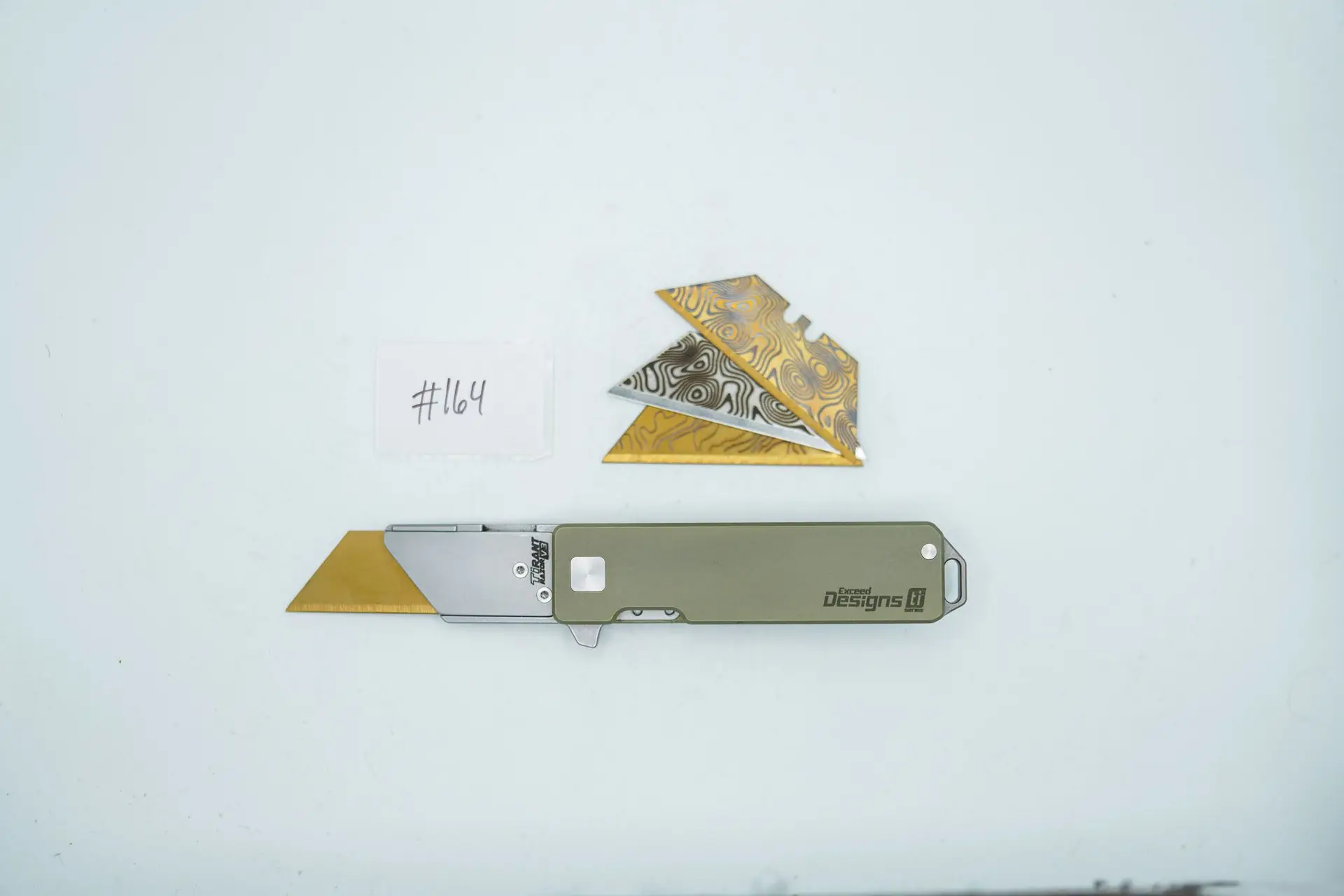 BUILD #164 — Condition 9/10 — TiRant RAZOR V3 + Custom Hand-Applied Dark Lime-Green ANO + 3X Custom Laser Engraved Razor Blades From The ToolRoom
