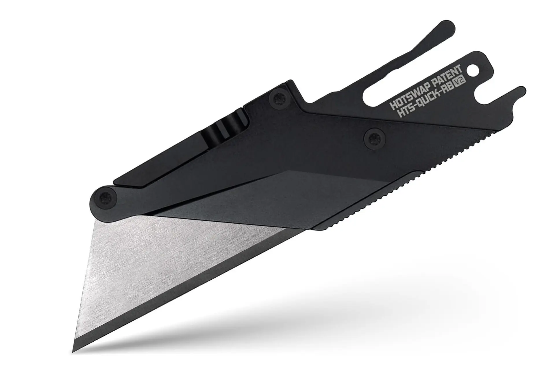 TiRant ULTRA HotSwap™ V2 Quick-Release RAZOR Blade Holder (Jet-Black & Contoured Tempered Stainless) Straight Choil + W/Micro-Jimping