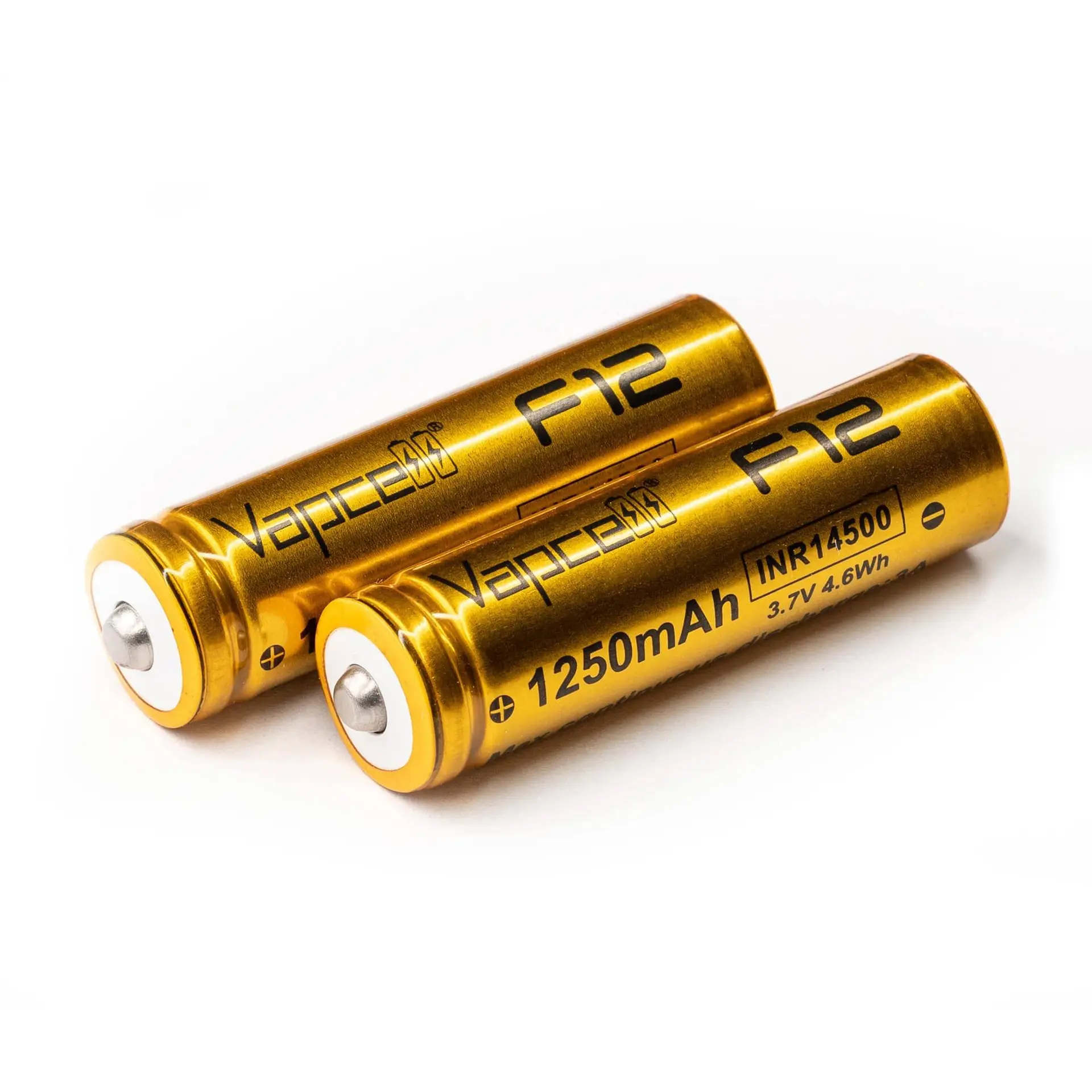 2-Pack VAPCELL F12 1250MAH High-Capacity 14500 Battery (NO Rechargeable Port) 3.7V 4.6Wh