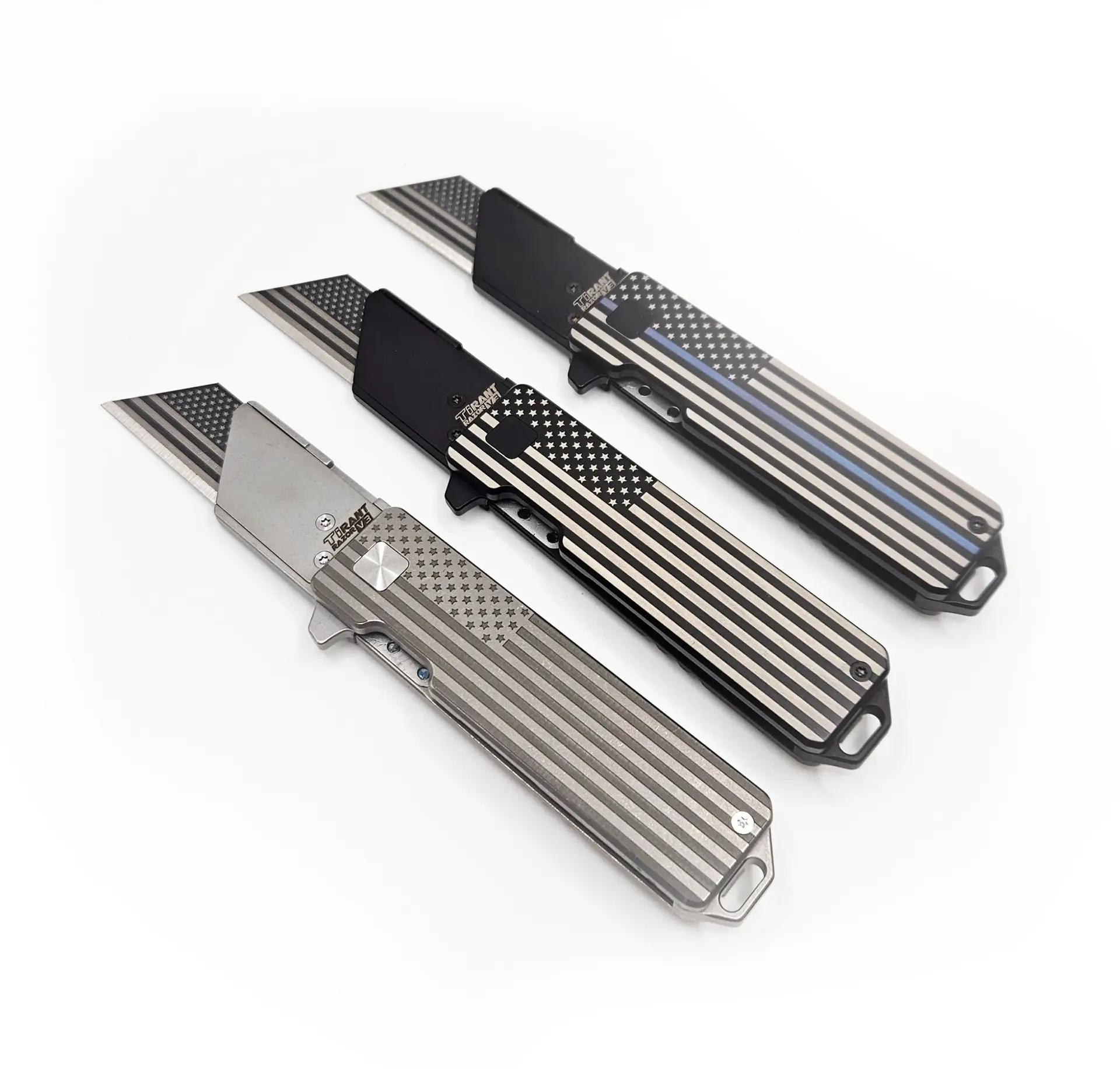 TiRant® RAZOR V3 Utility Knife (50/50 Jet-Black or Stonewashed + USA FLAG Edition)