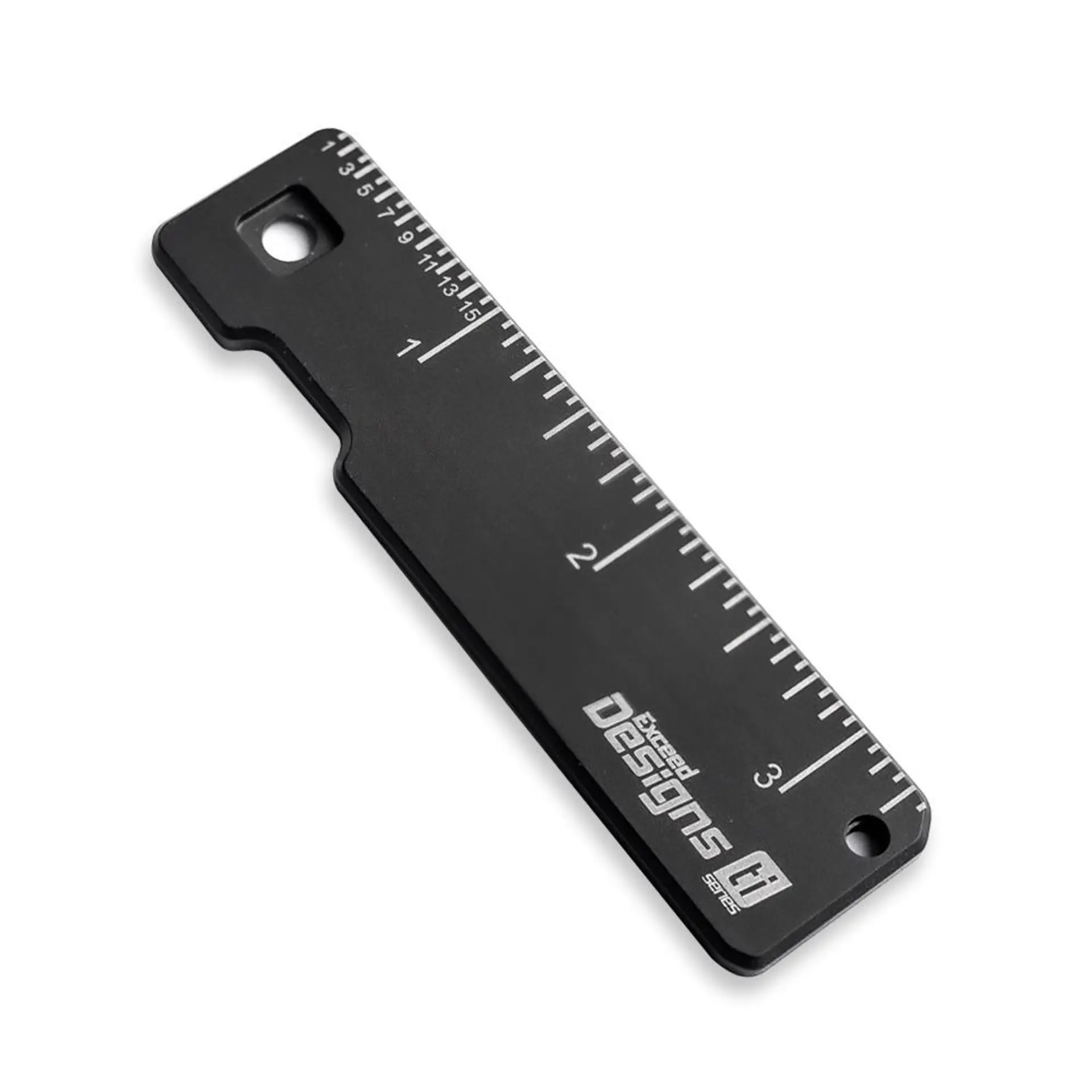 Jet-Black PVD 6AL-4V Titanium RULER 16TH’s & Inches RH Handle Scale (TiRant® RAZOR V3) Custom Laser In USA