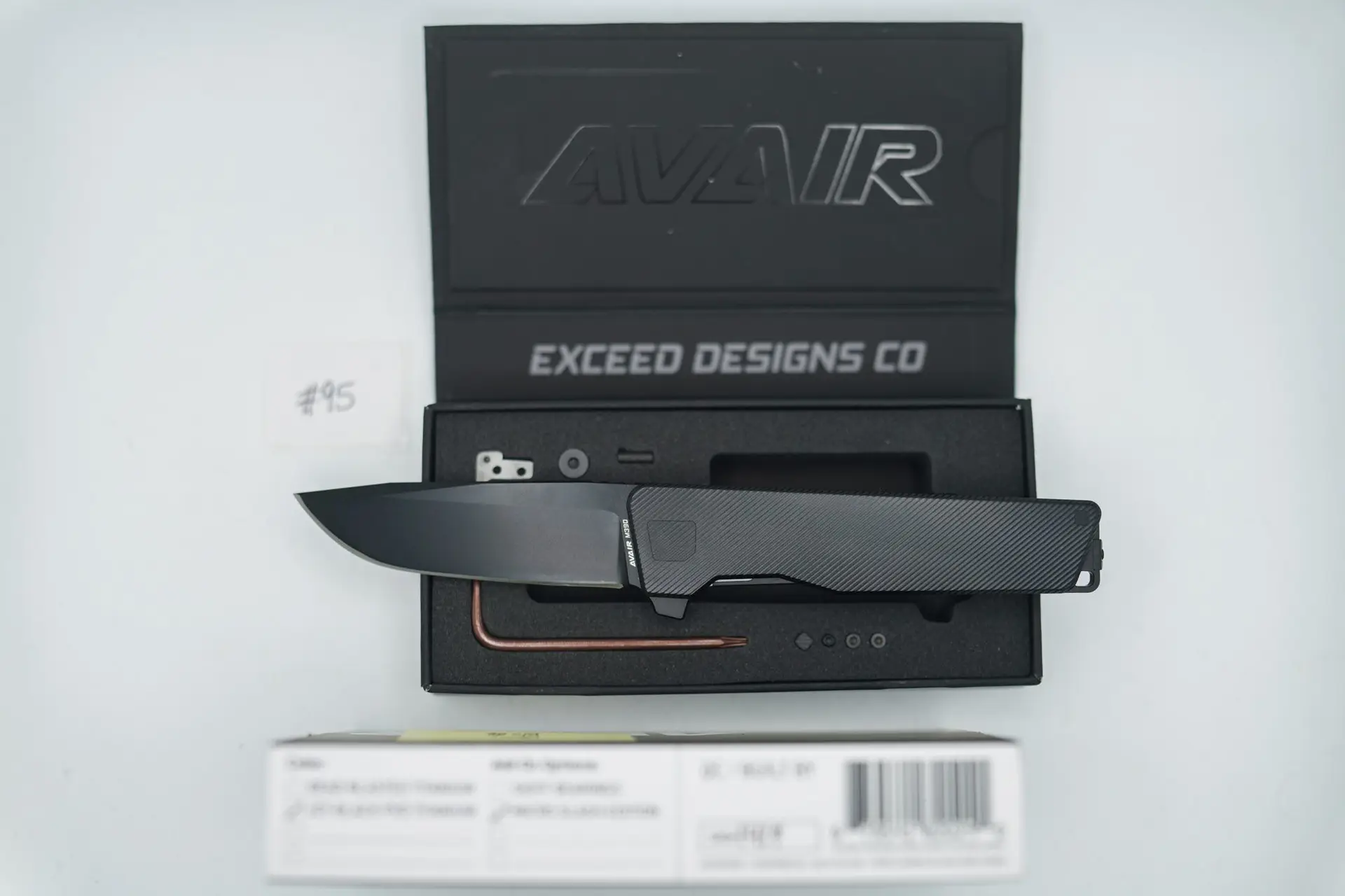 BUILD #95 — Condition 8/10 — AVAIR M390 Micro-Slash – Jet-Black PVD – W/Diamond Tip Compound Ground M390 Blade S/N #1419
