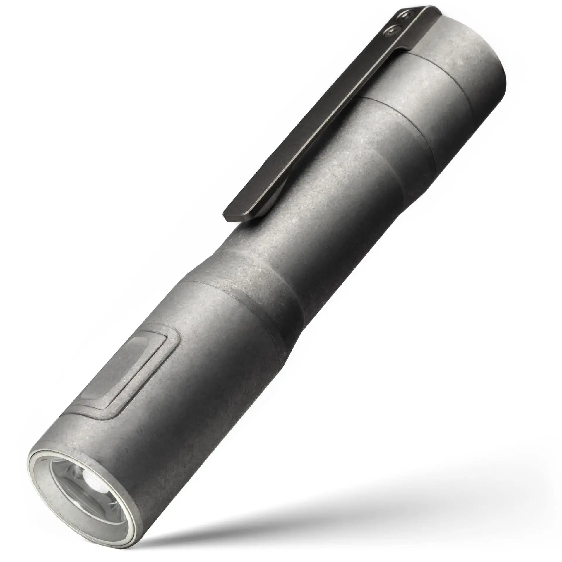 RAMPANT™ R8 EDC Flashlight (Rough Stonewashed Aluminum + AL Buttons + Bezel + Titanium Clip) 1300+ LUMENS SFT40