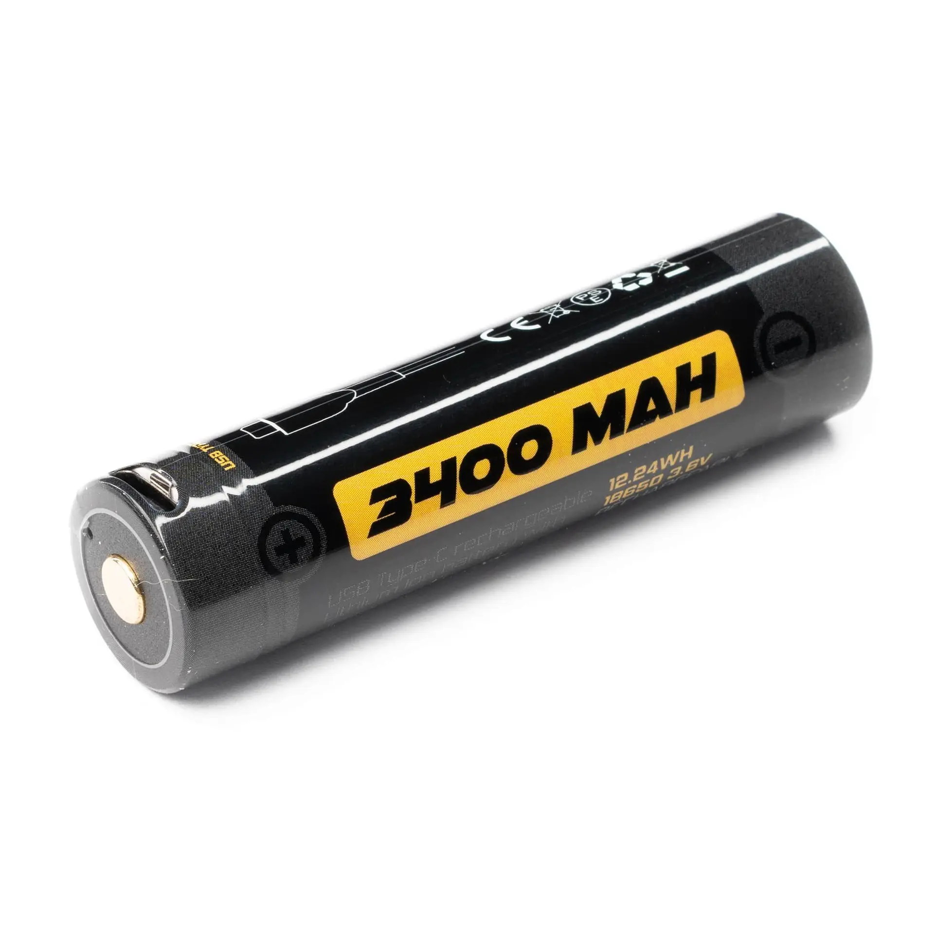 1-Pack LG-MADE High Capacity 3400MAH 18650 Battery With USB-C Rechargeable Port 3.6V 12.24Wh
