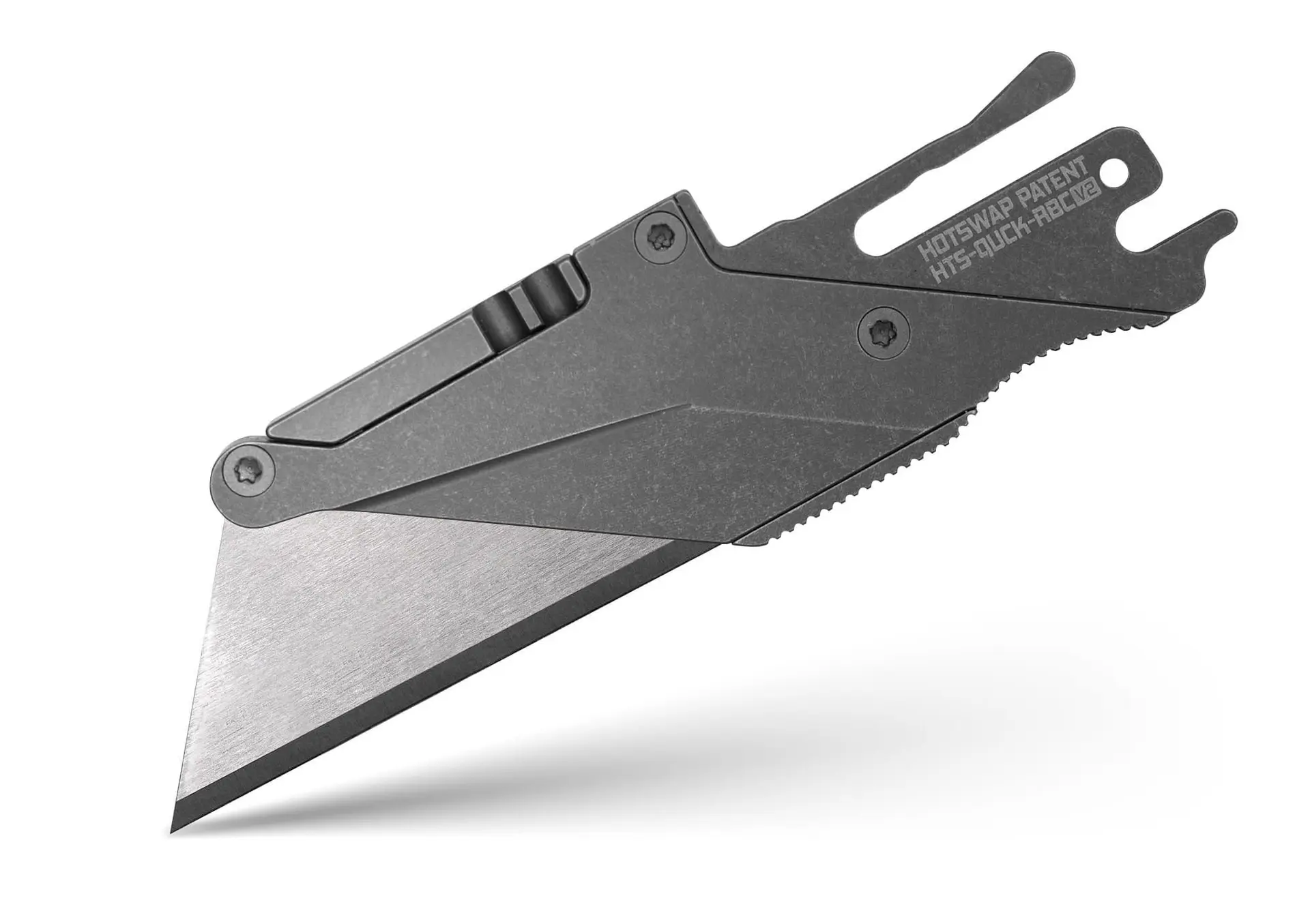 TiRant ULTRA HotSwap™ V2 Quick-Release RAZOR Blade Holder (Stonewashed & Contoured Tempered Stainless) Curved Choil + W/Micro-Jimping