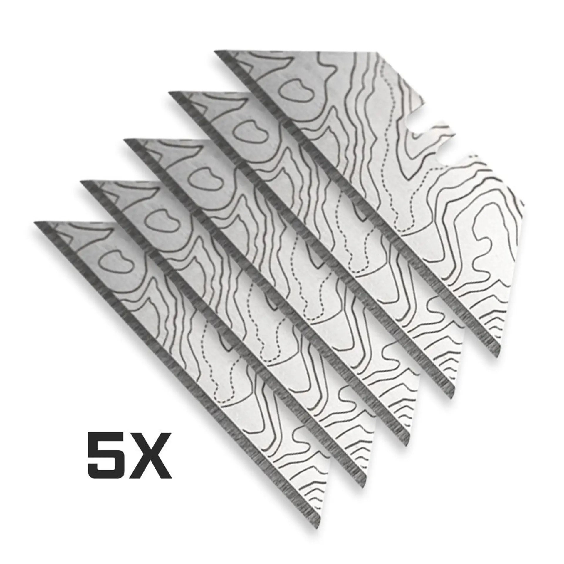 Silver CASCADIA Topo Map Razor Blades High Quality Silver Utility Knife Blades (5-Pack or 10-Pack)