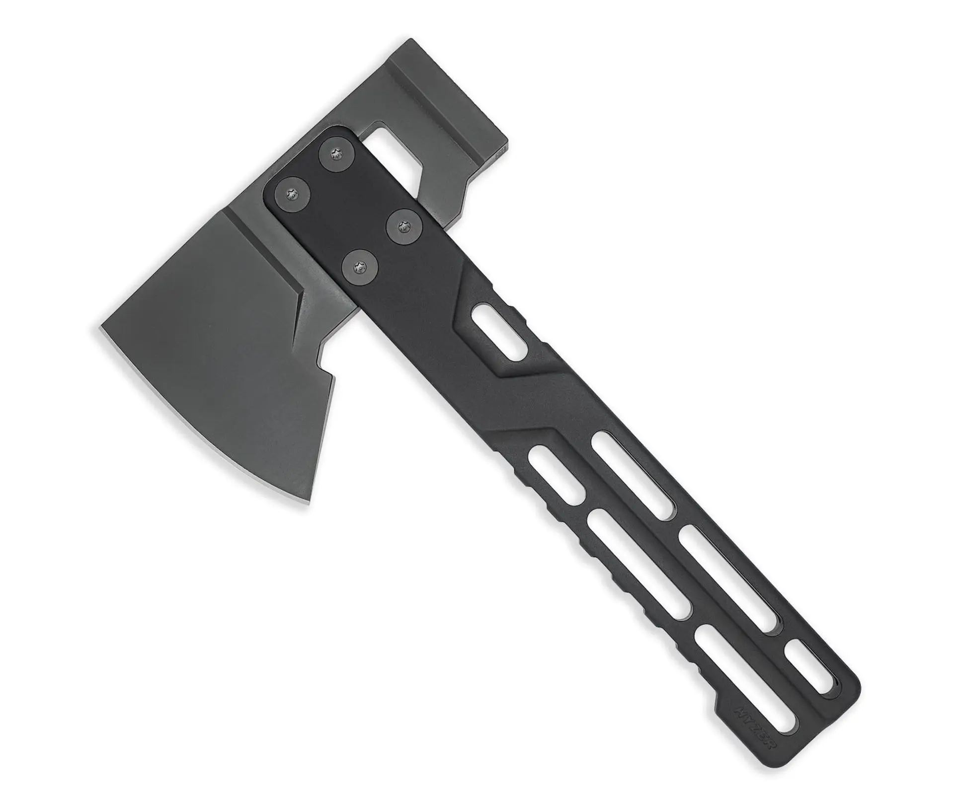 HYZER Titanium Hatchet W/Light D2 Axe Head (Jet-Black DLC/PVD 6AL-4V Titanium) MINI Length Handle