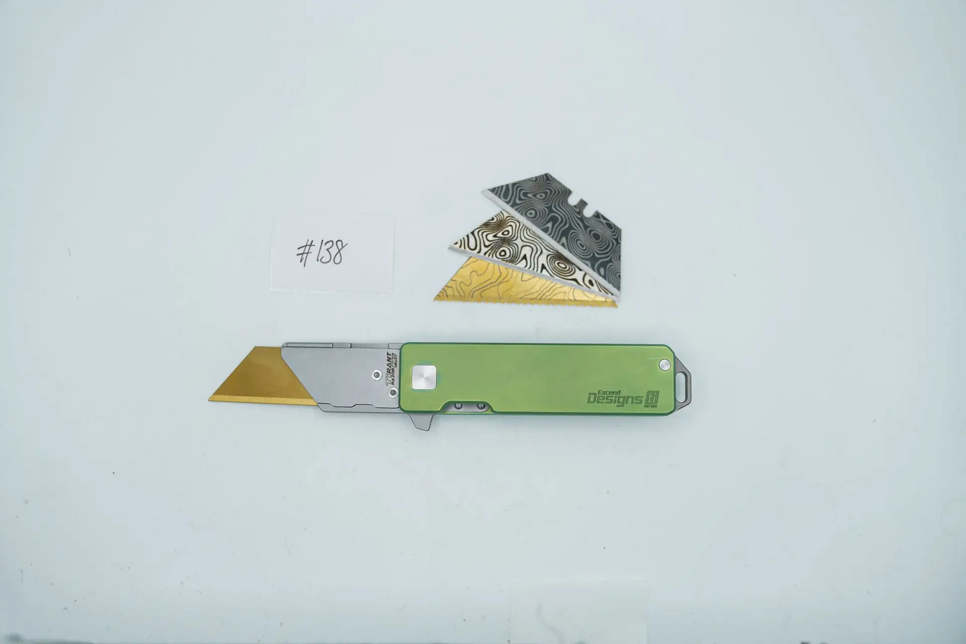 BUILD #138 — Condition 9/10 — TiRant RAZOR V3 + Custom Hand-Applied Lime-Green ANO + 3X Custom Laser Engraved Razor Blades From The ToolRoom